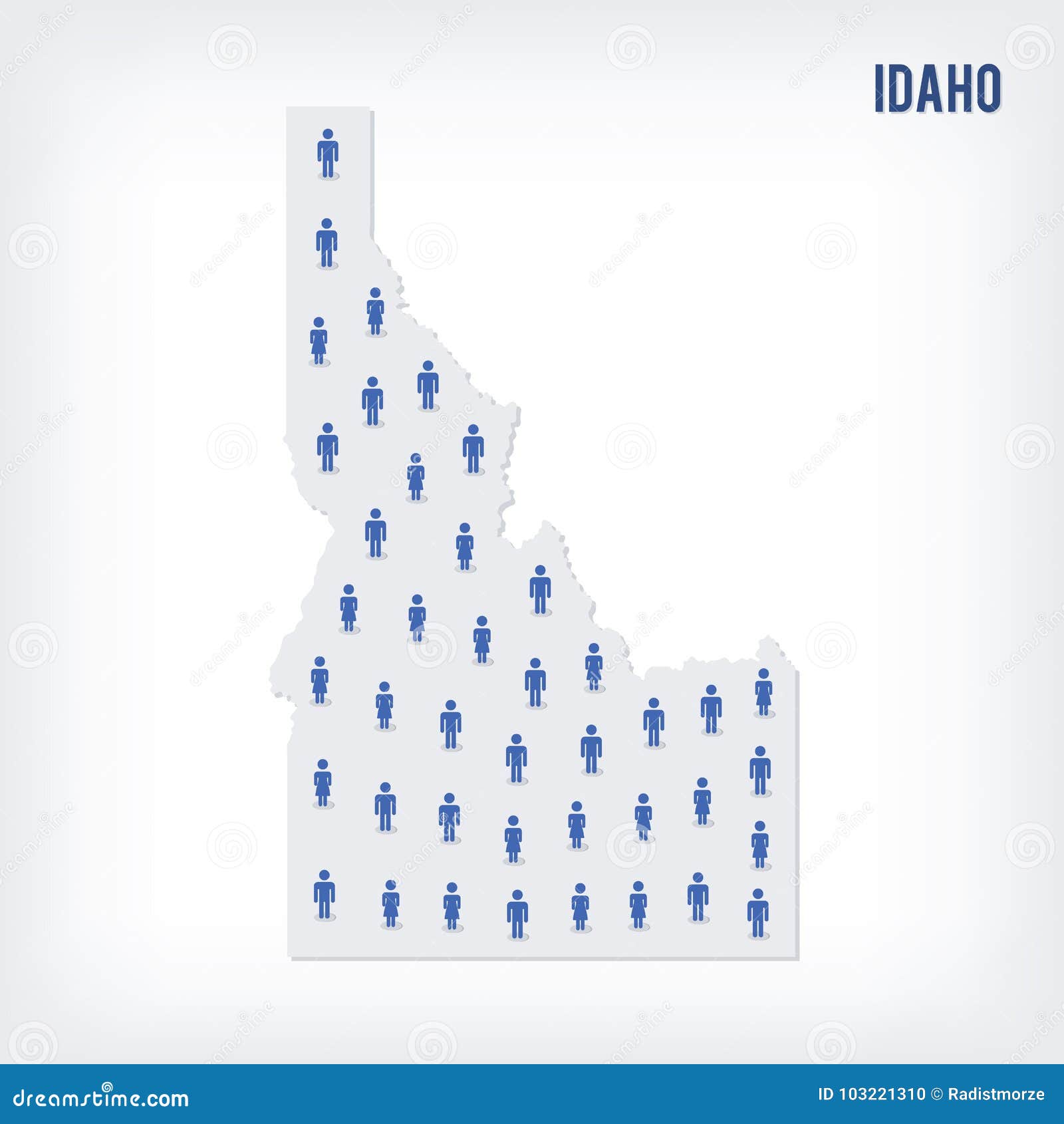 Vector People Map of of State of Idaho . the Concept of Population