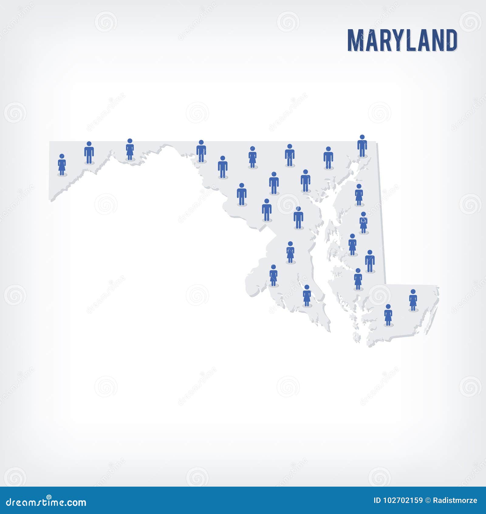 Vector People Map of of State of Maryland. the Concept of Population