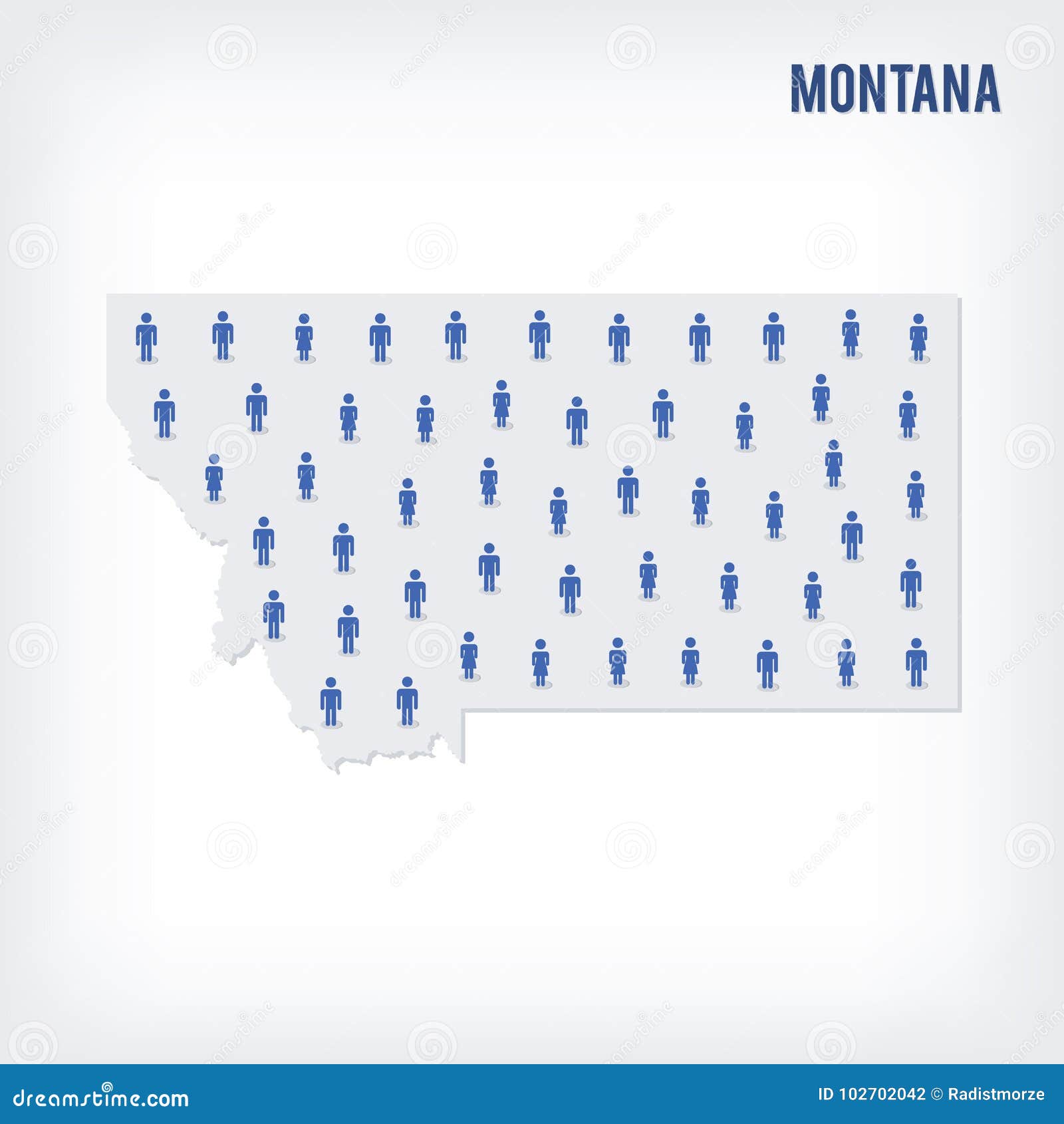 Vector People Map of of State of Montana. the Concept of Population