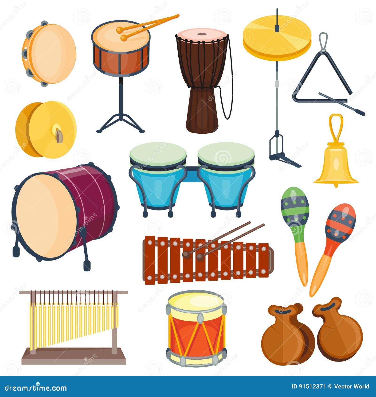  percussion musical instruments flat style