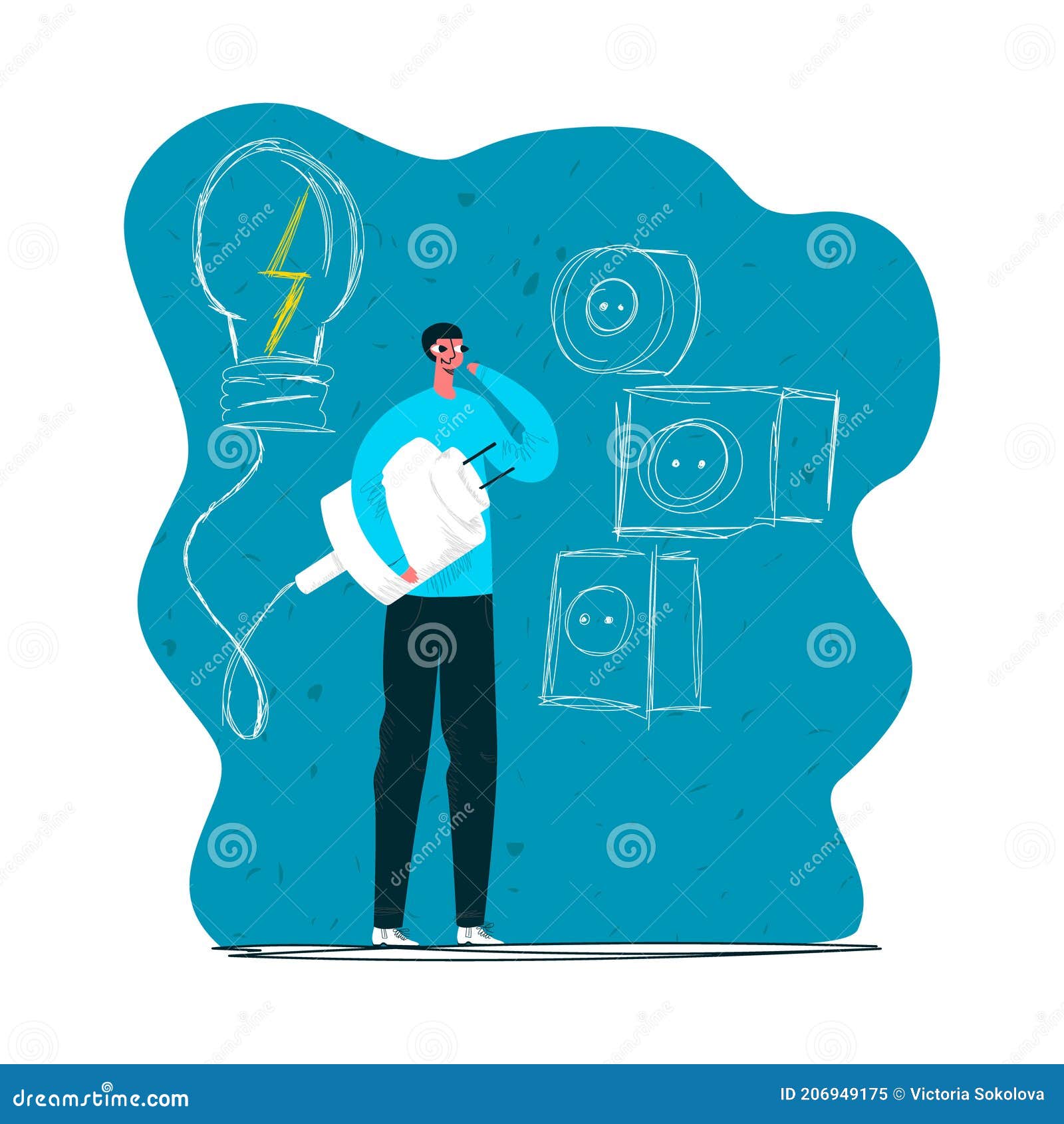  person holding power plug for light bulb