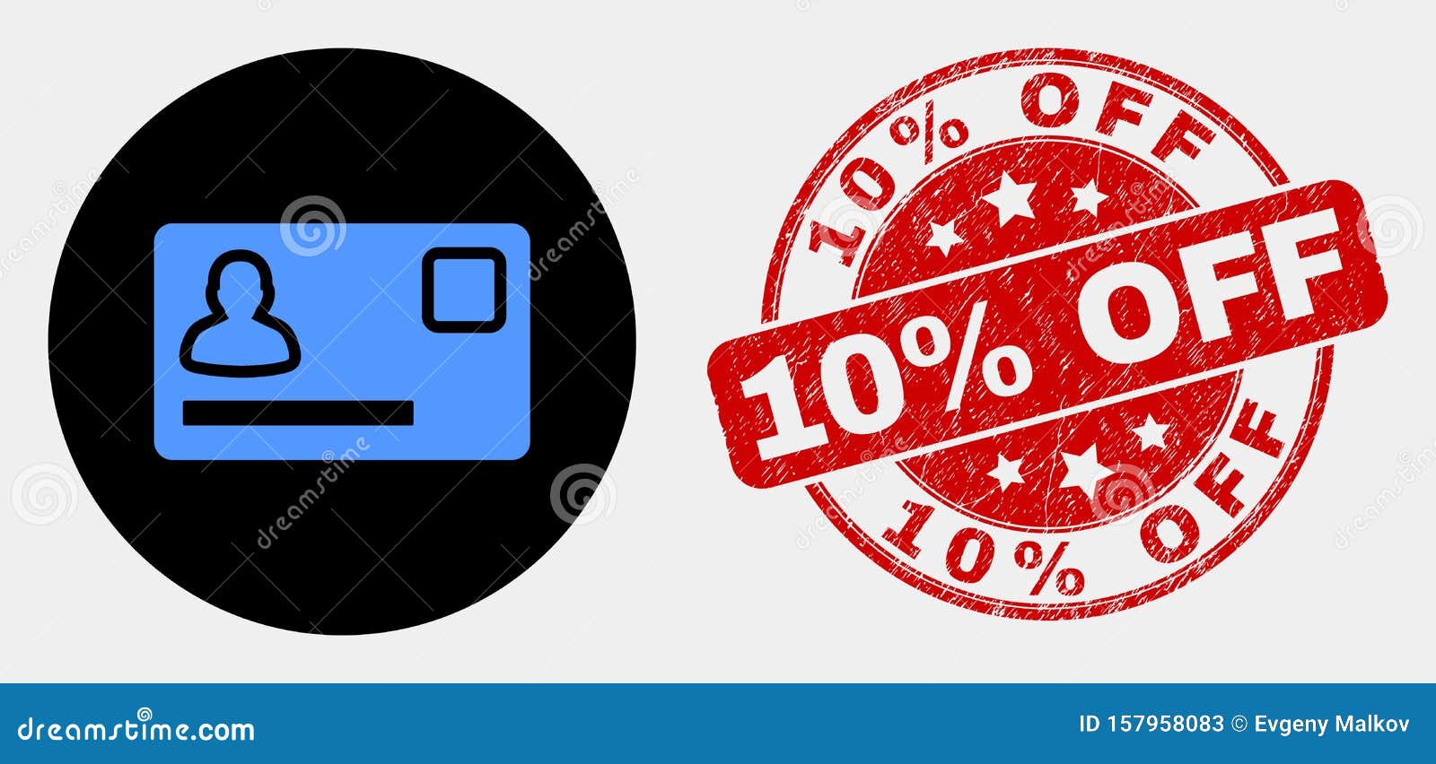 Vector Personal Credit Card Icon And Distress 10 Percent ...