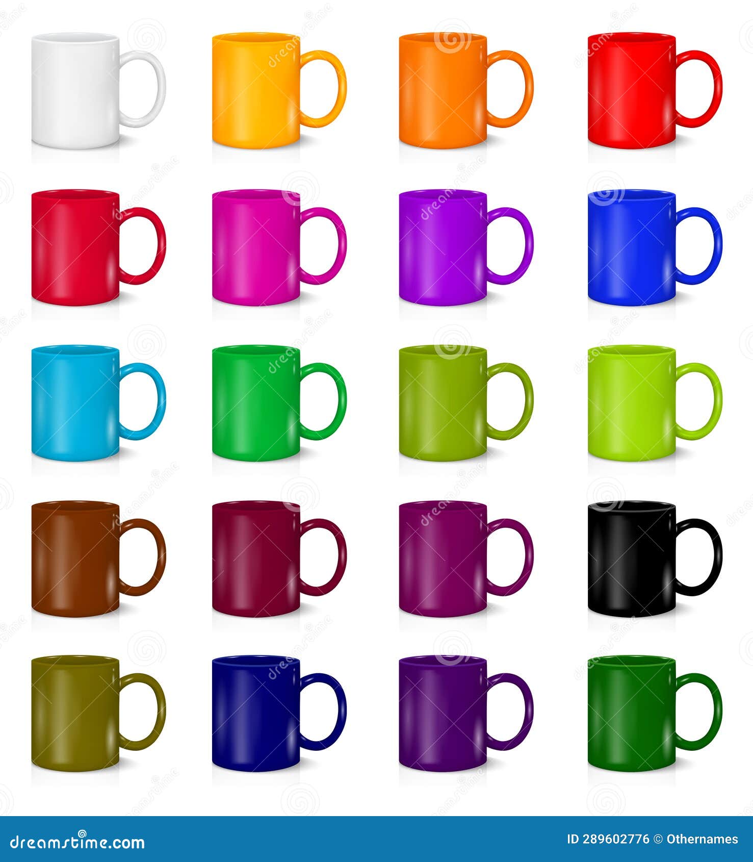 Vector Photorealistic Colored Cups for Logos and Graphics Stock