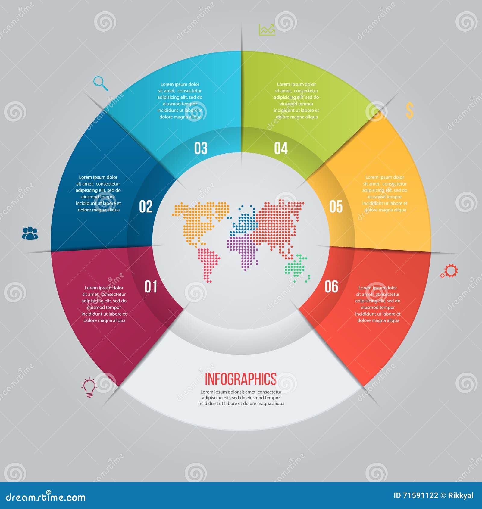 6 Piece Pie Chart Template