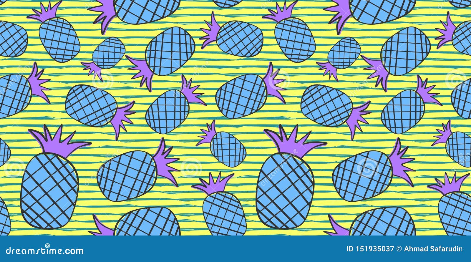  pineapple seamless pattern drawing colorful summer theme background with childish hand drawn multicolor ready for print