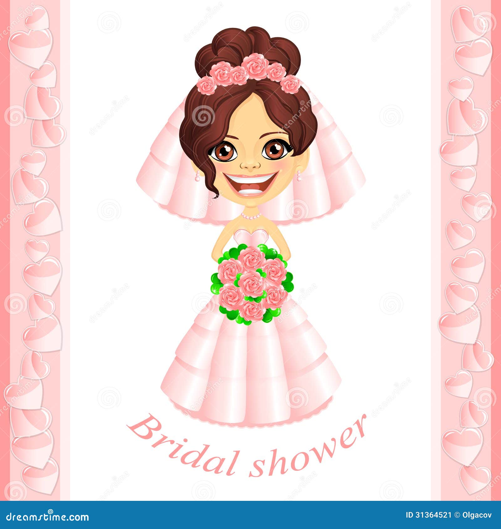 Vector Pink Bridal Shower Invitation Stock Vector Illustration of