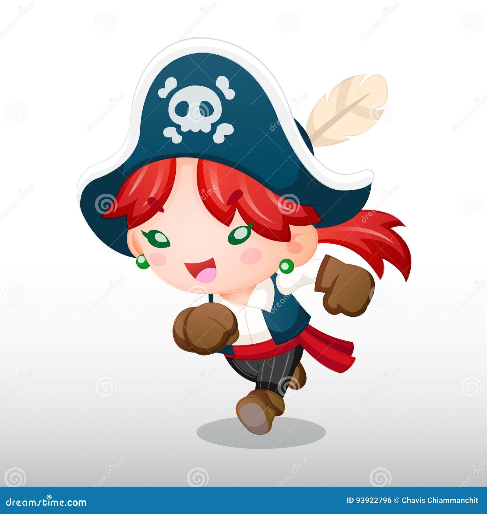 Vector Pirate Girl Illustration Stock Vector Illustration Of Cartoon Character 93922796 