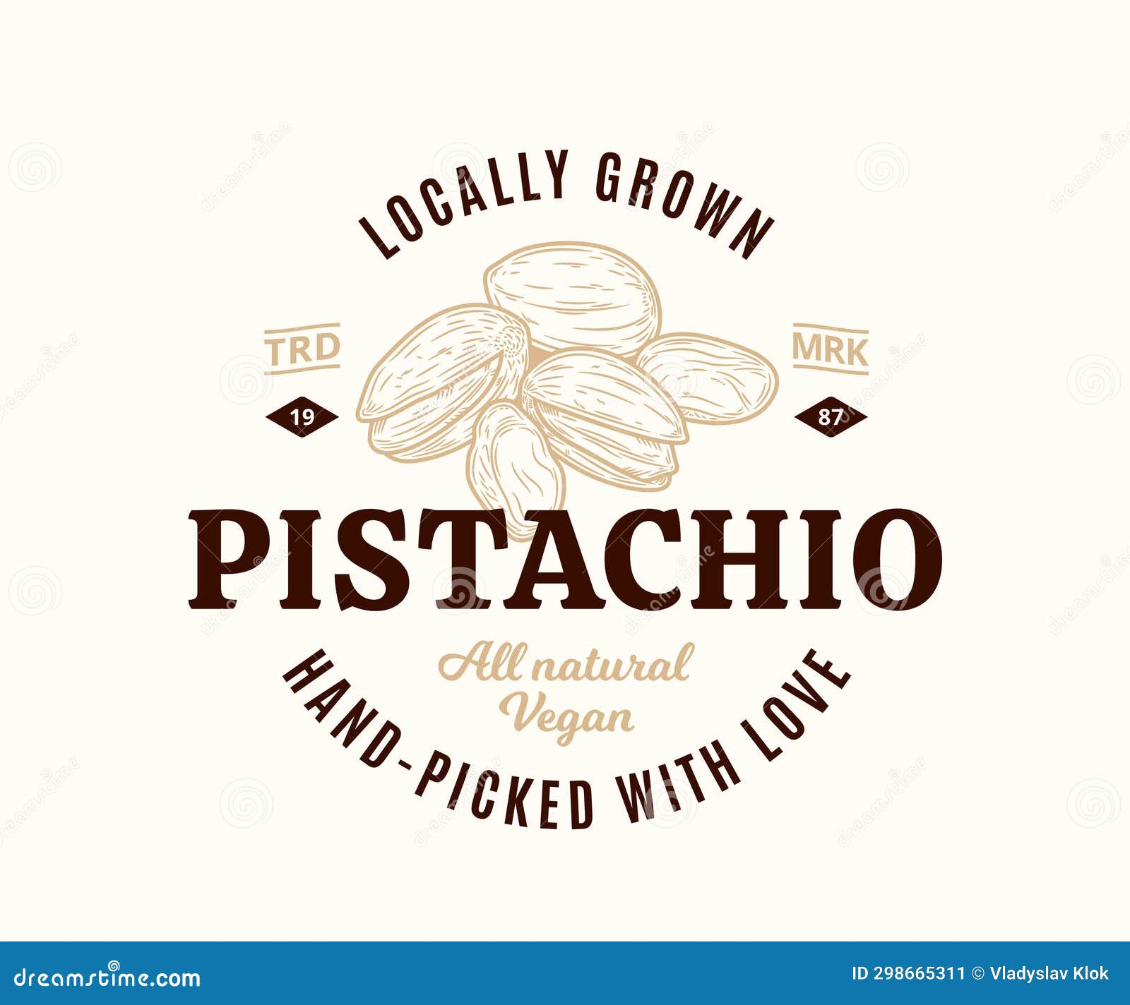 Pistachio Nut Logo. Round Linear Of Pistachios Cartoon Vector
