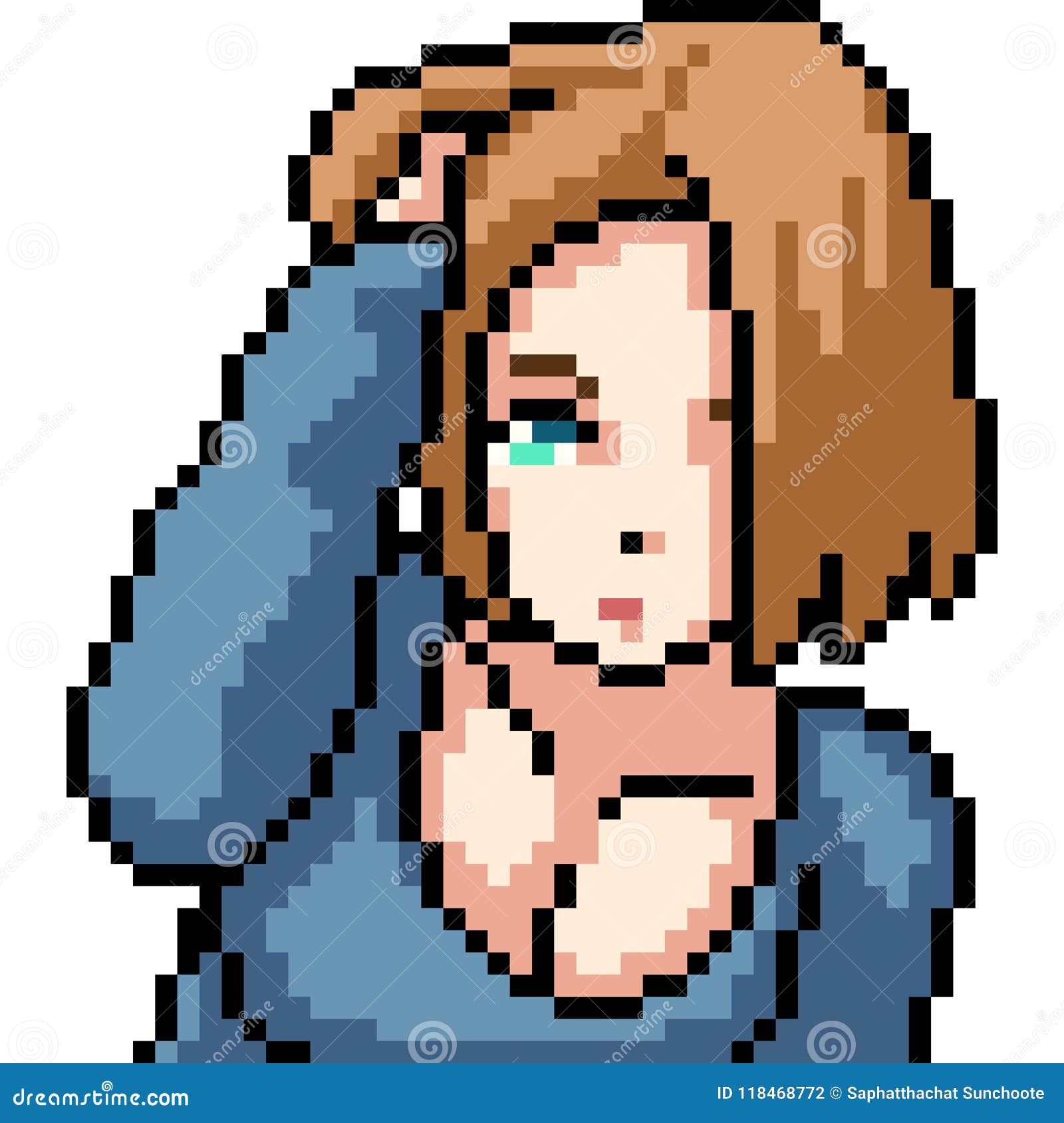 Vector pixel art anime gil stock vector. Illustration of japanese ...