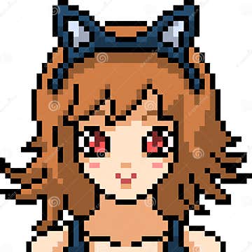 Vector Pixel Art Anime Girl Stock Vector - Illustration of vector ...