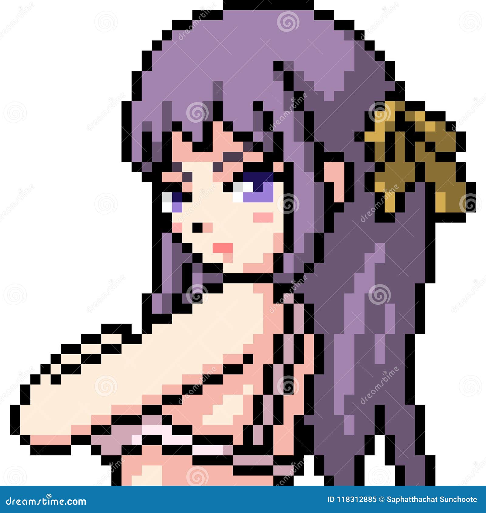 Vector Pixel Art Anime Girl Stock Vector - Illustration of white, pixel: 118214194