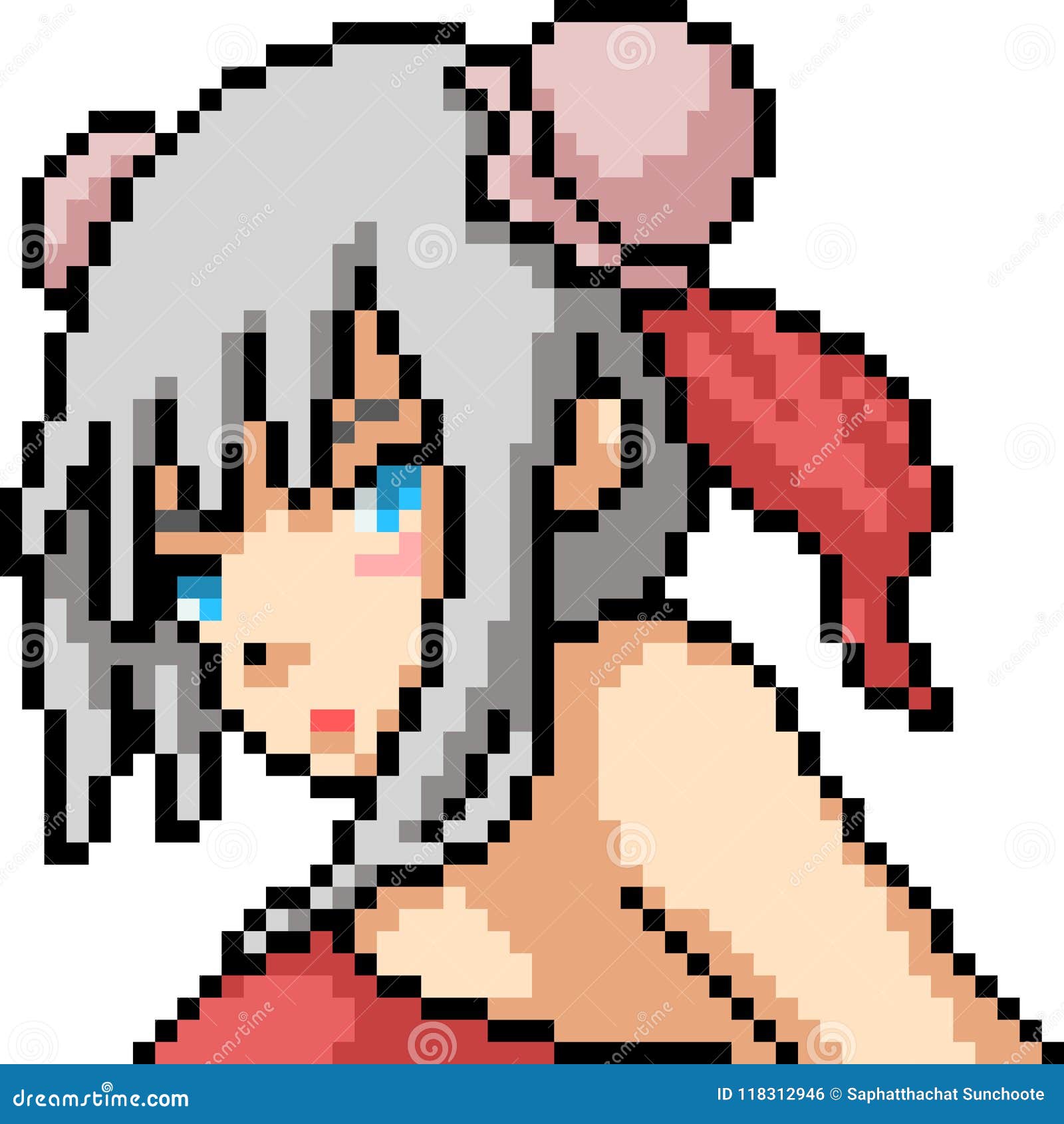 Vector pixel art anime gil stock vector. Illustration of woman - 118468766