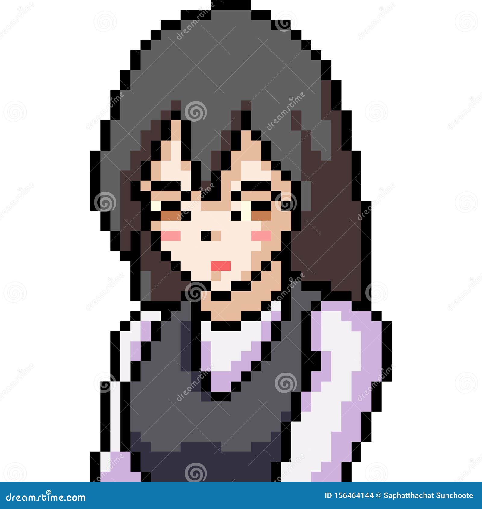 8 bit of pixel womens character anime cartoon Vector Image