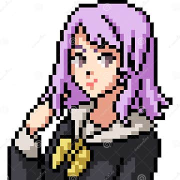 Vector Pixel Art Anime Girl Stock Vector - Illustration of young ...