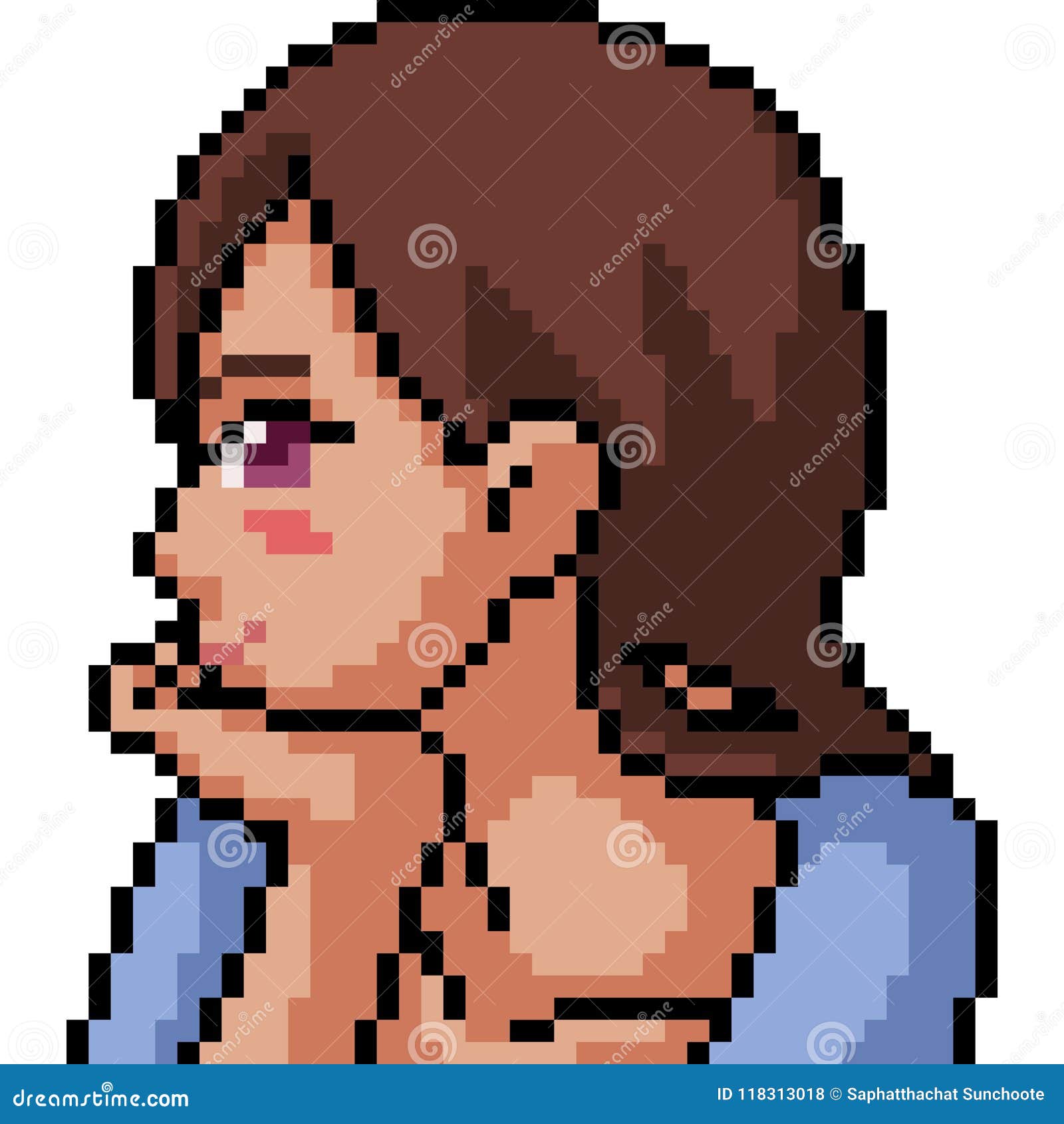 Vector pixel art anime gil stock vector. Illustration of woman - 118468766