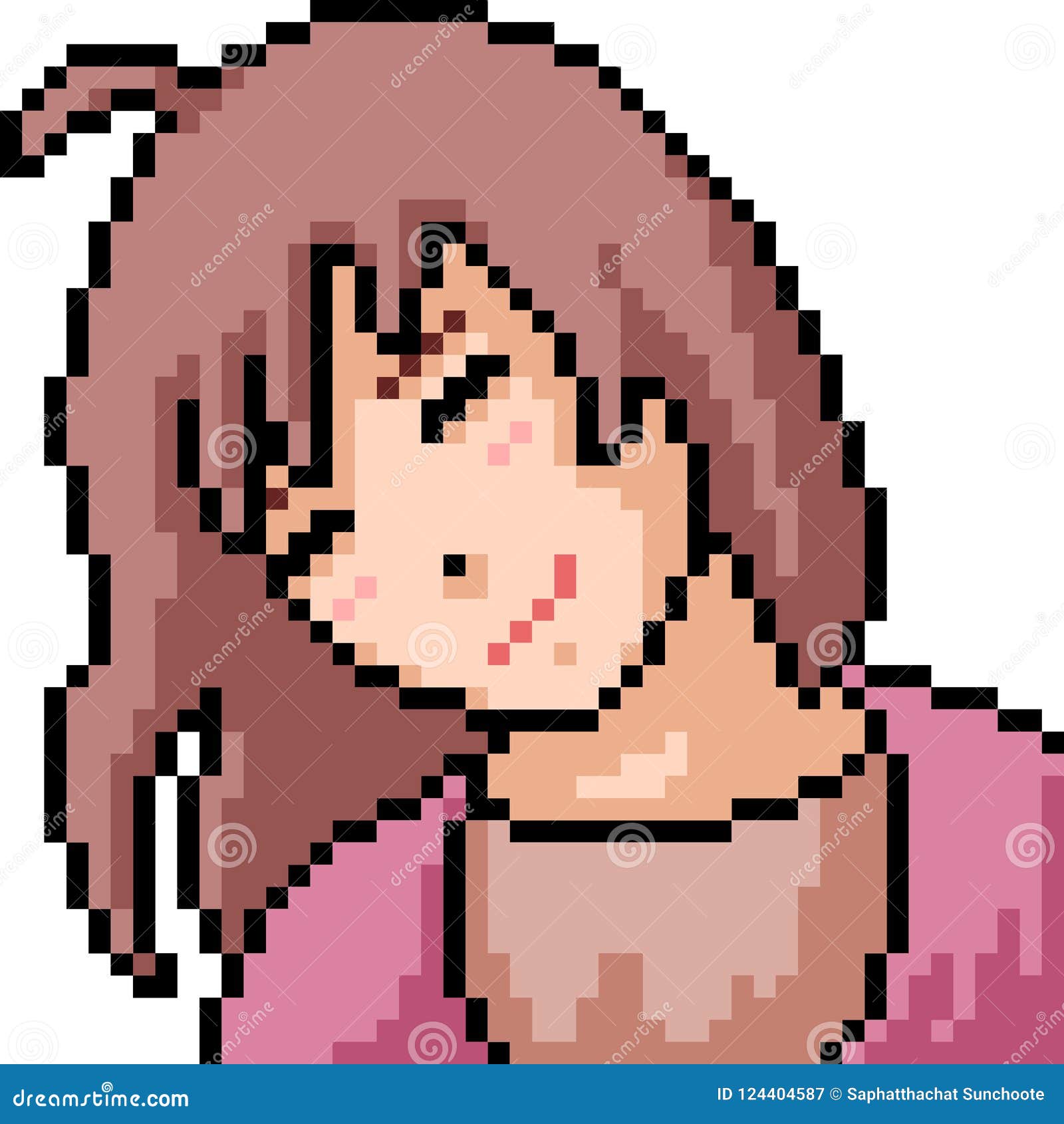 Vector Pixel Art Anime Girl Stock Vector - Illustration of background ...