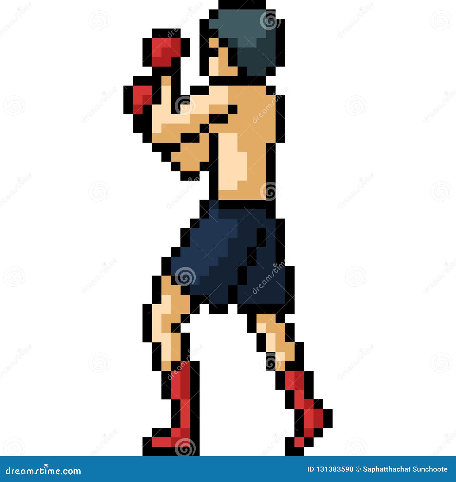 Vector Pixel Art Boxing Stance Stock Vector - Illustration of kick