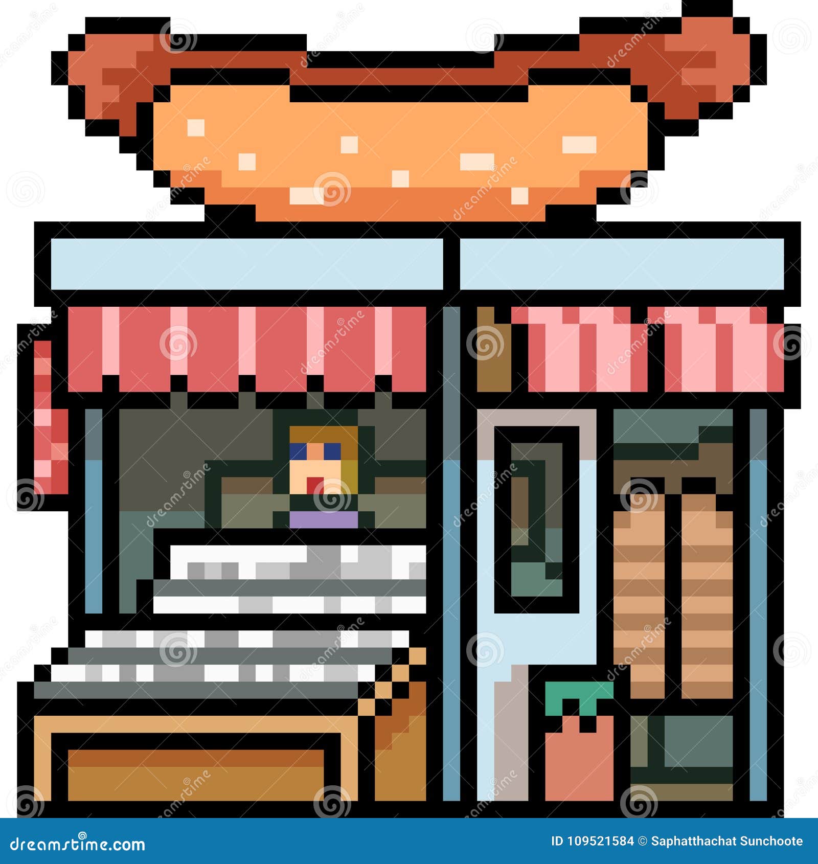 Vector Pixel Art Building Shop Stock Vector Illustration of vector