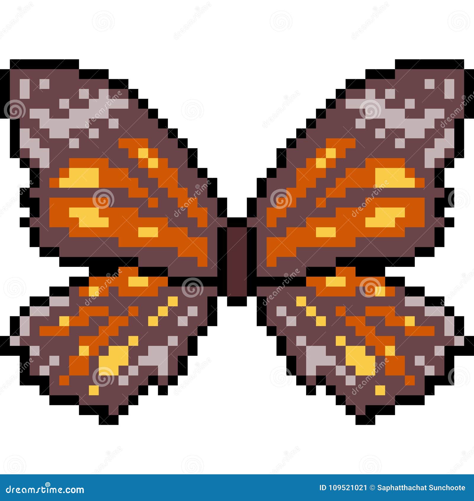 Vector pixel art butterfly stock vector. Illustration of isolated