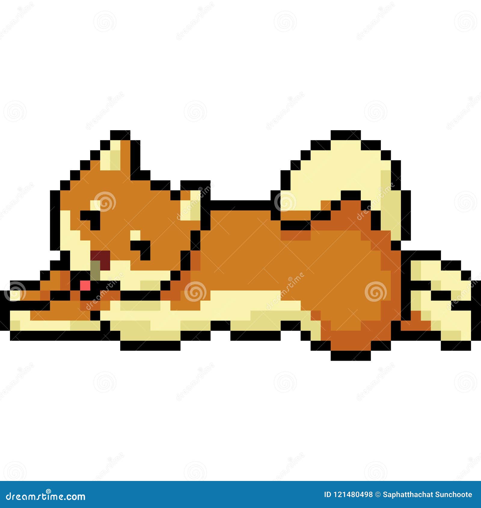 vector pixel art shiba dog isolated cartoon Stock Vector Image