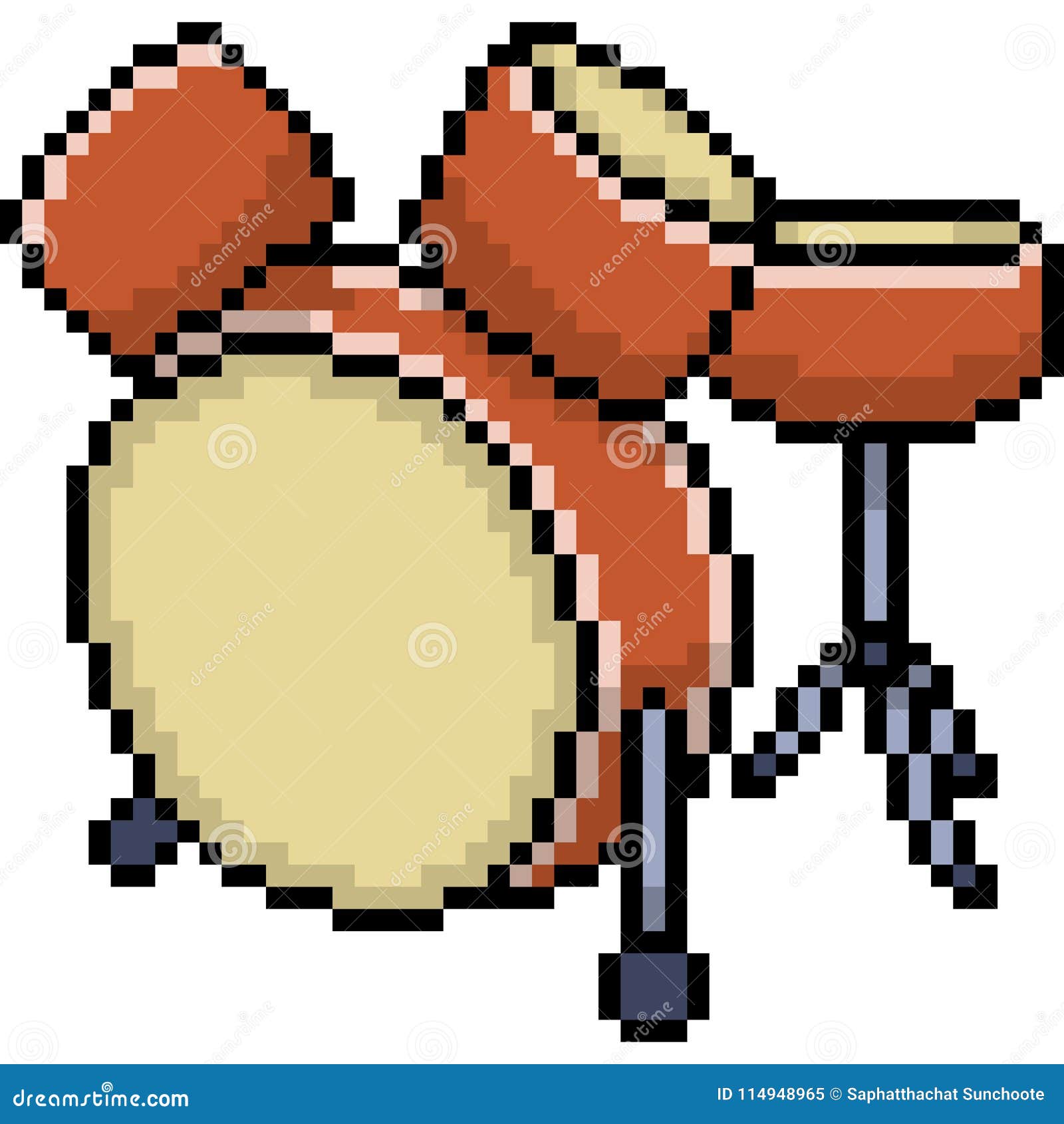 Vector pixel art drum set stock vector. Illustration of vector - 114948965