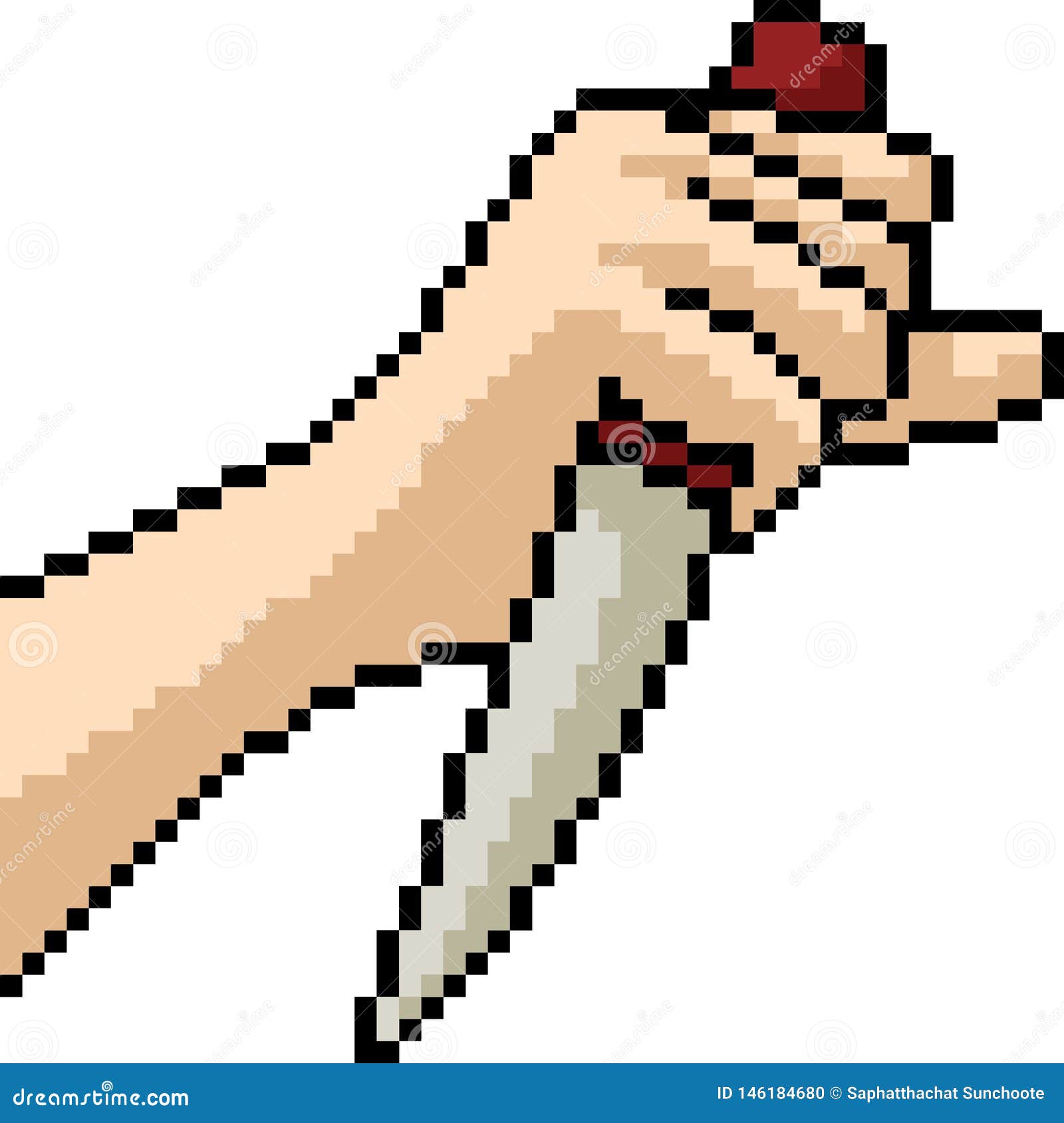 Vector Pixel Art Hand Knife Stock Vector Illustration of stab, hand
