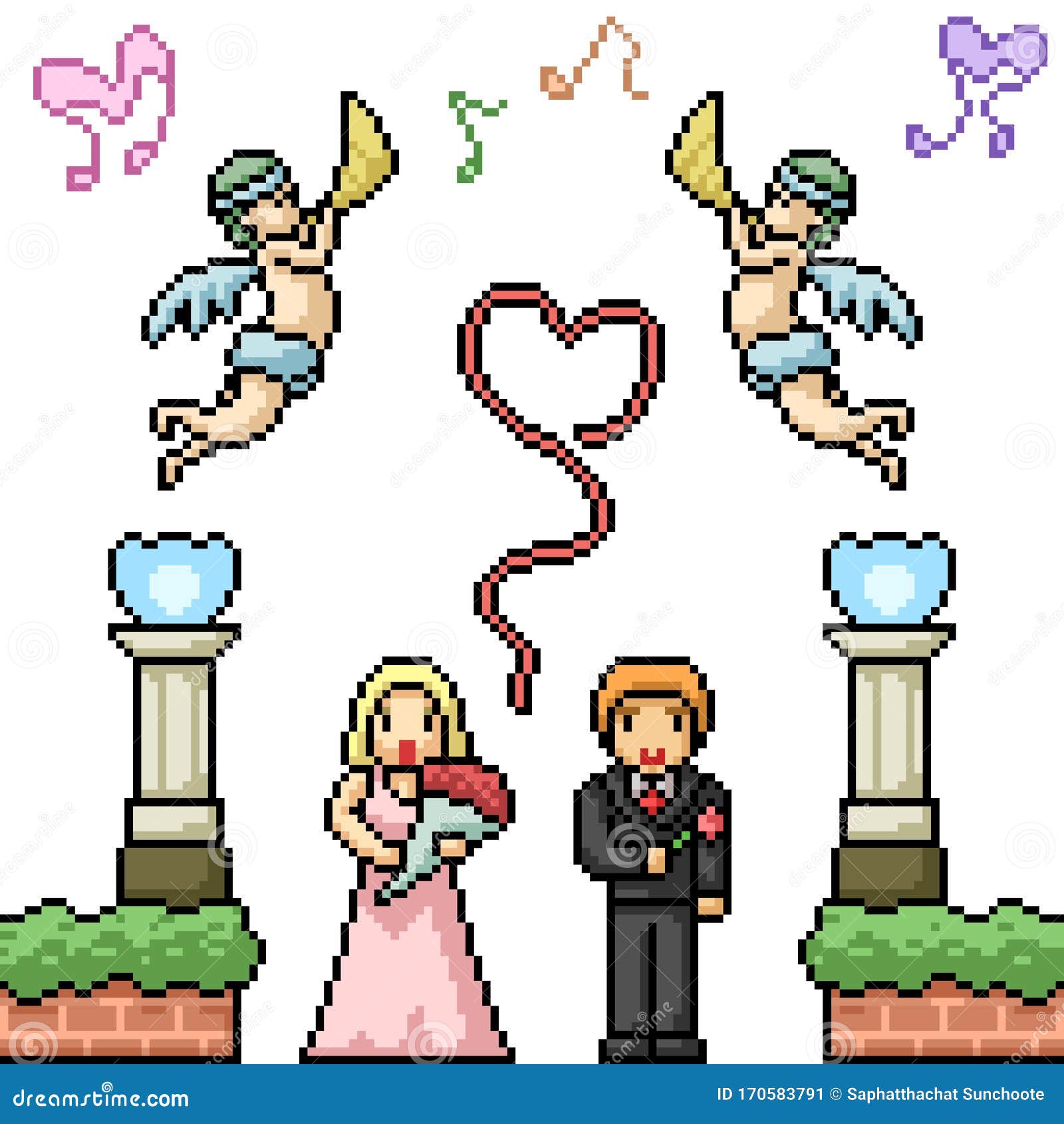 Download Vector Pixel Art Marriage Couple Stock Vector ...