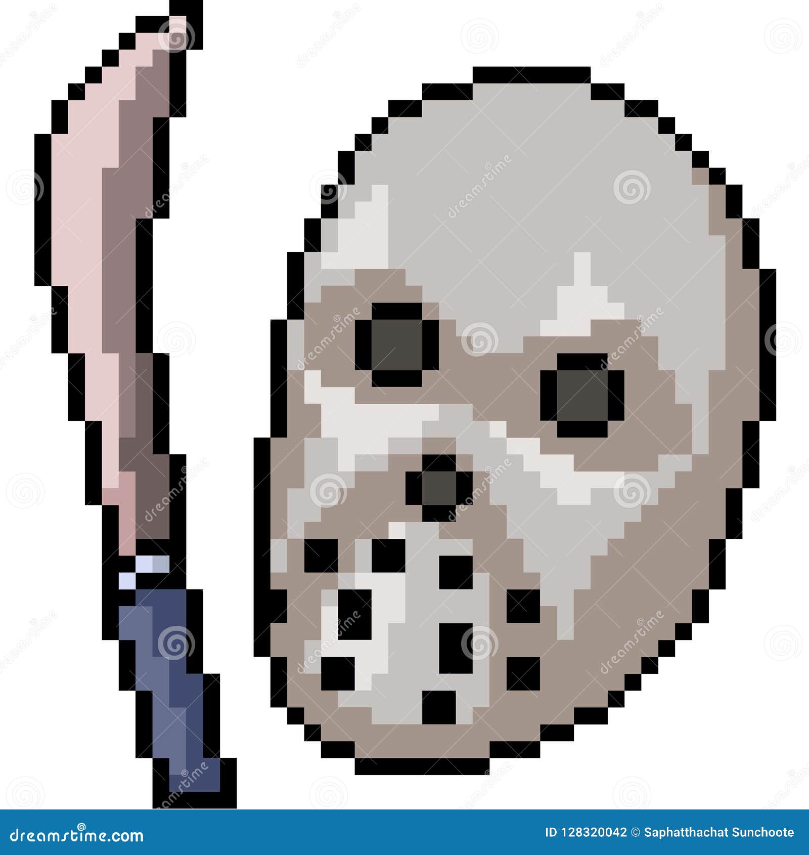 Vector Pixel Art Murderer Mask Stock Vector - Illustration of head