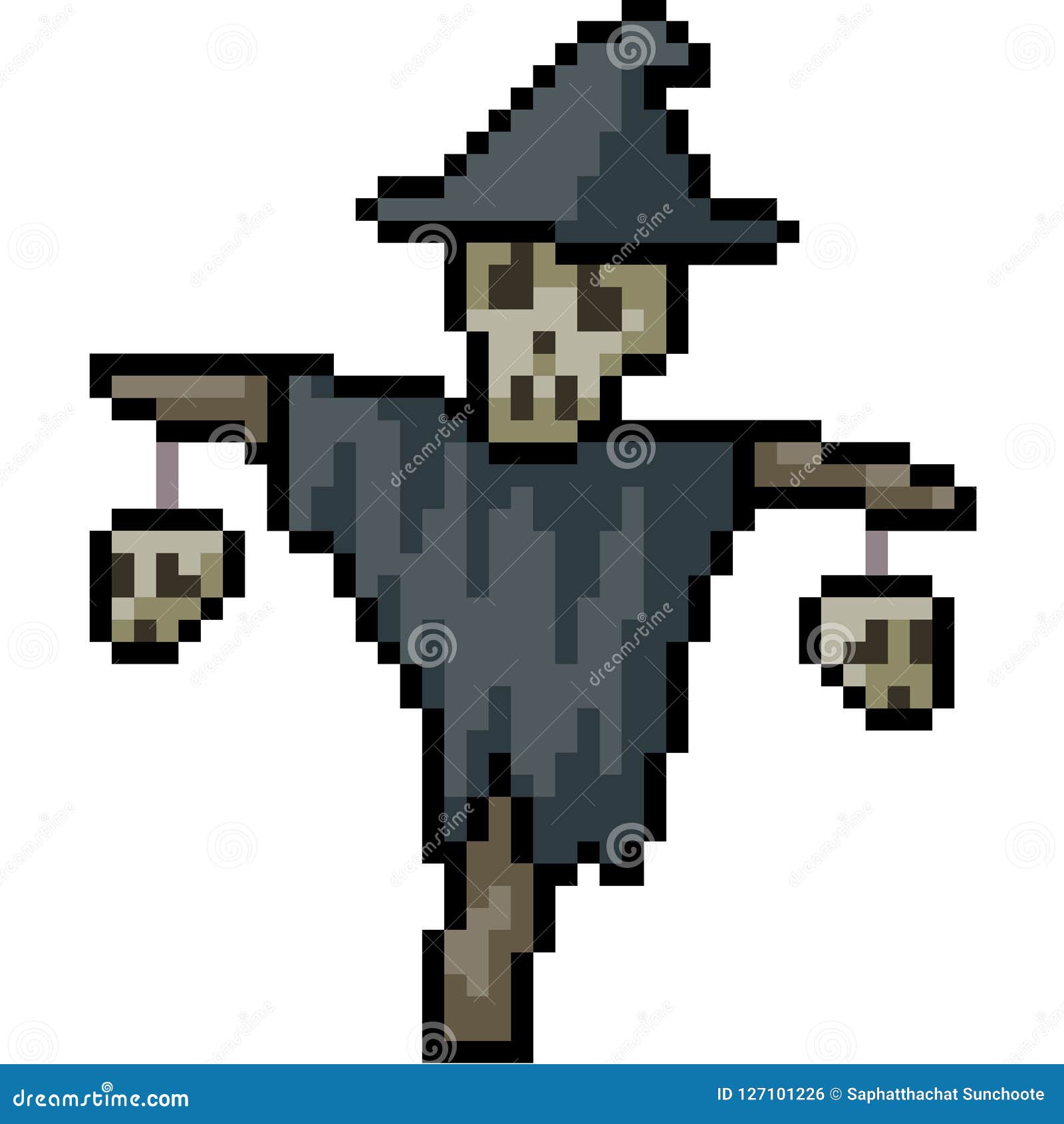 Pixel art haunt house explorer vector illustration cartoondealer