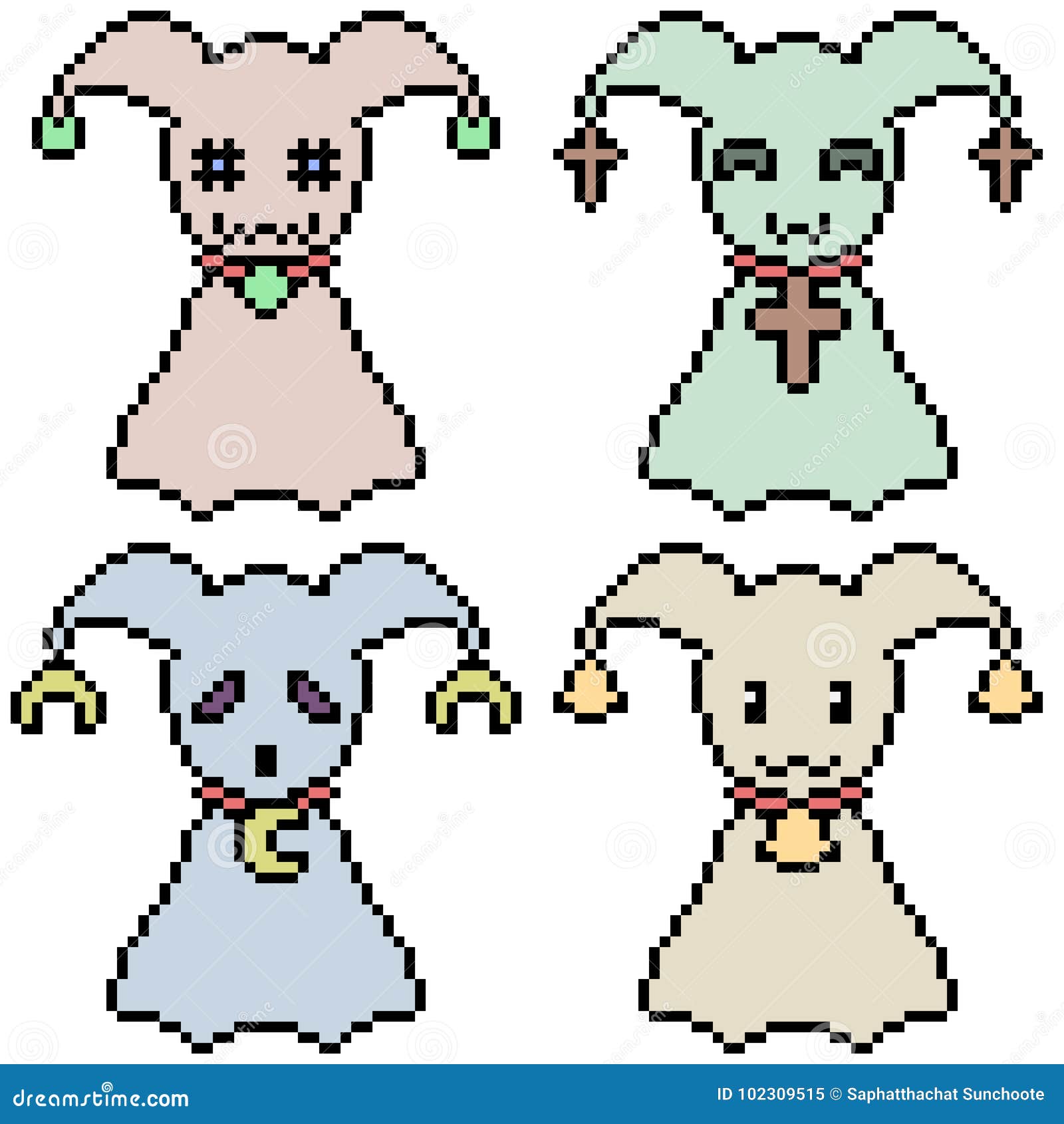 Vector pixel art set doll stock vector. Illustration of decoration