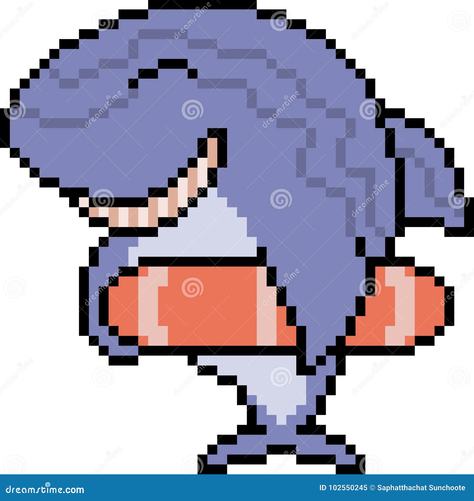 Vector pixel art shark stock vector. Illustration of blue - 102550245