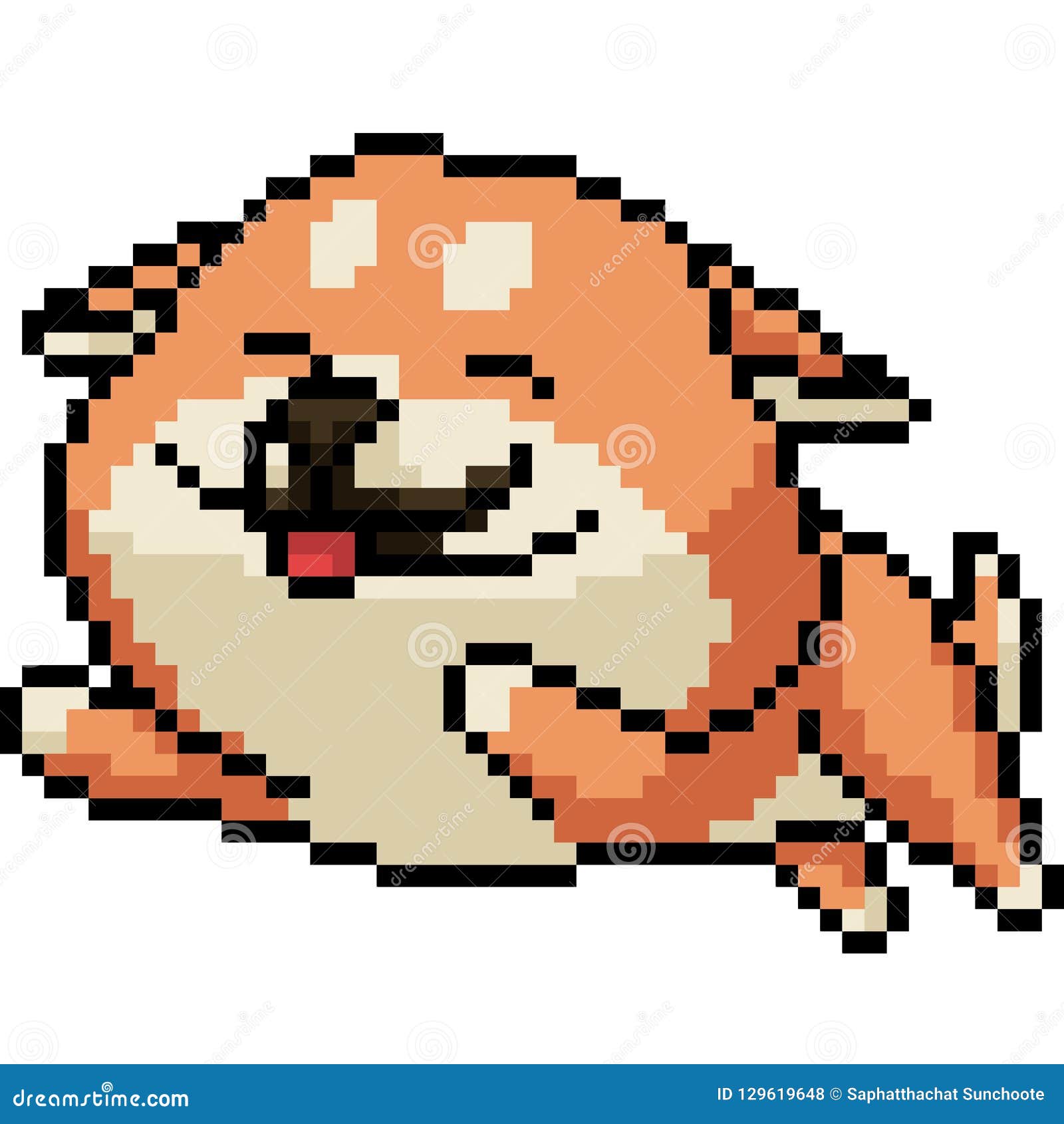 Vector pixel art shiba dog stock vector. Illustration of isolated