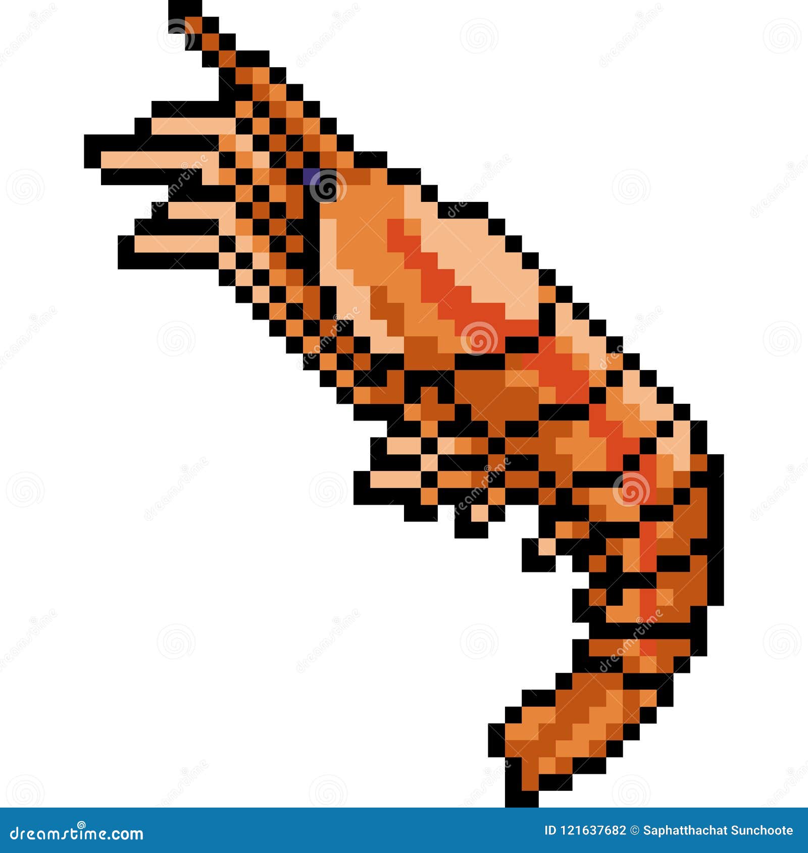 Vector Pixel Art Shrimp Seafood Stock Vector Illustration of vector