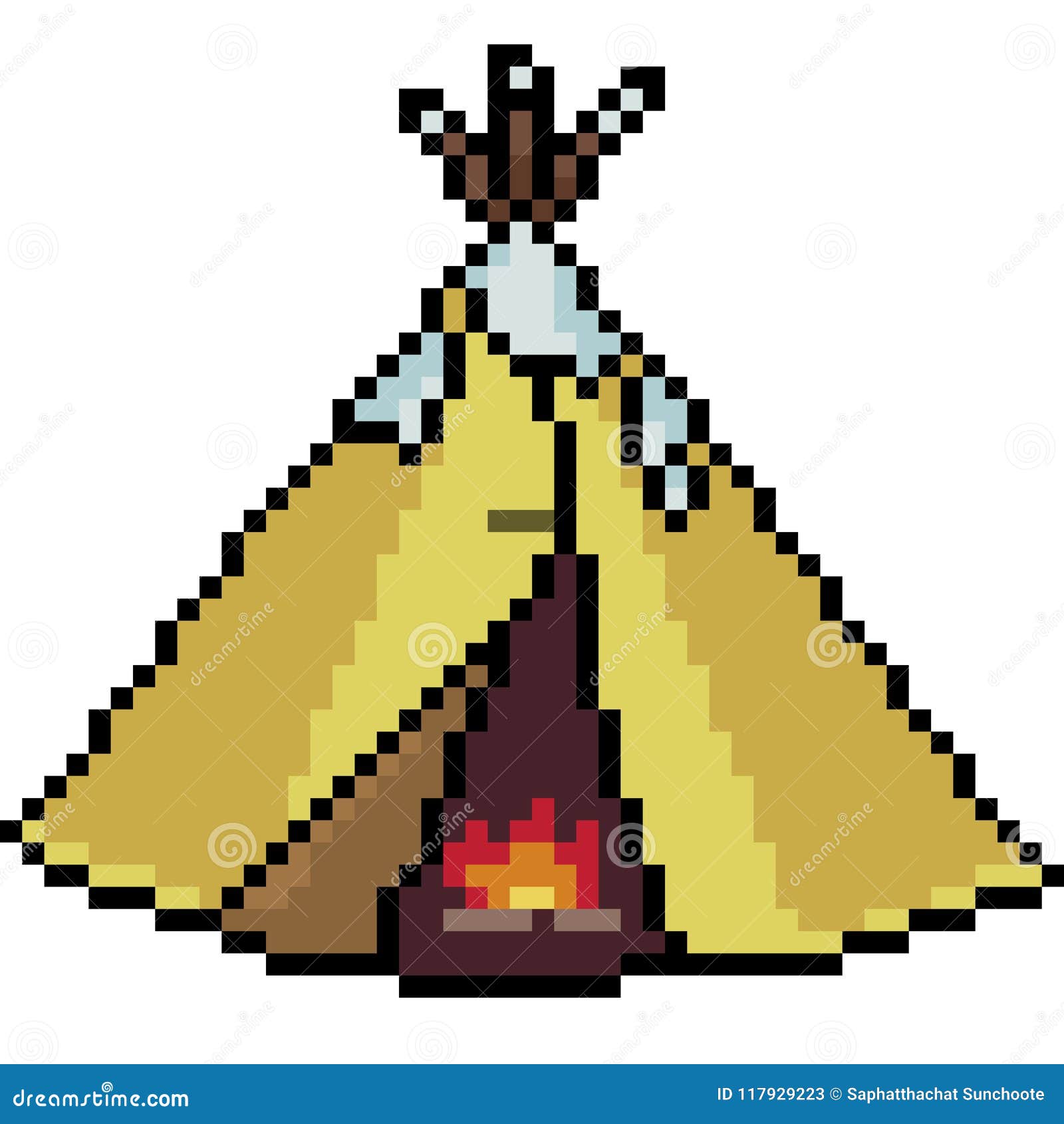 Vector pixel art tent camp stock vector. Illustration of vector - 117929223