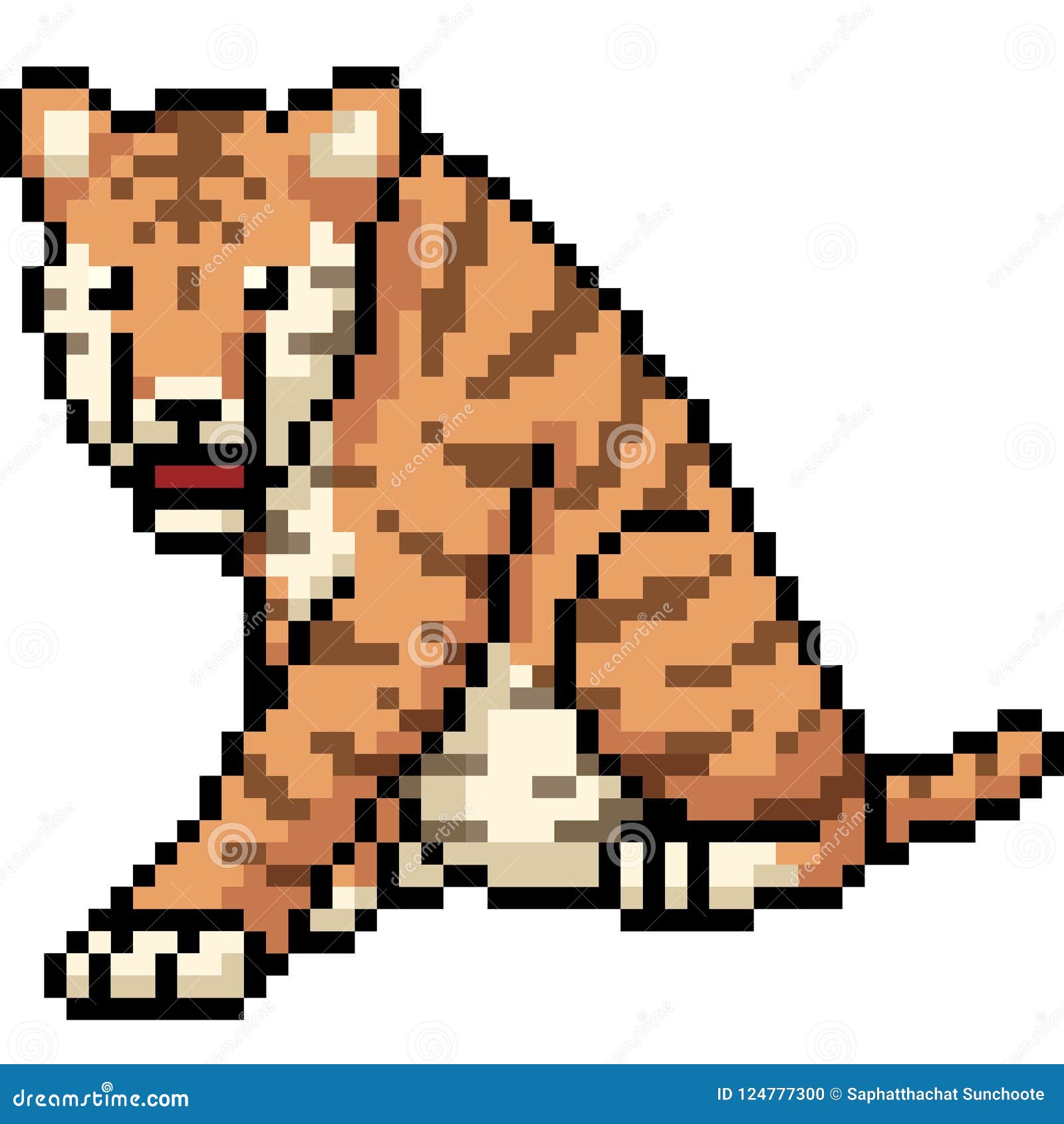 Vector pixel art tiger sit stock vector. Illustration of stripe - 124777300