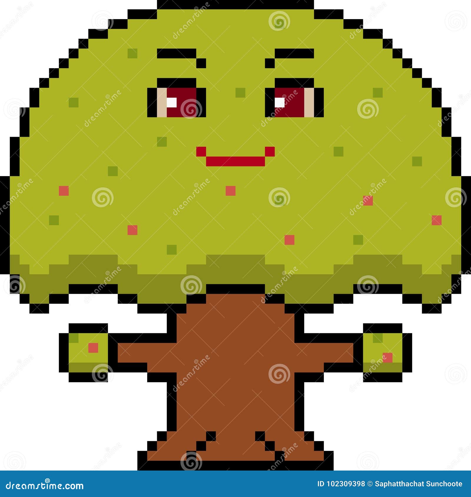 Vector pixel art tree stock vector. Illustration of isolated - 102309398