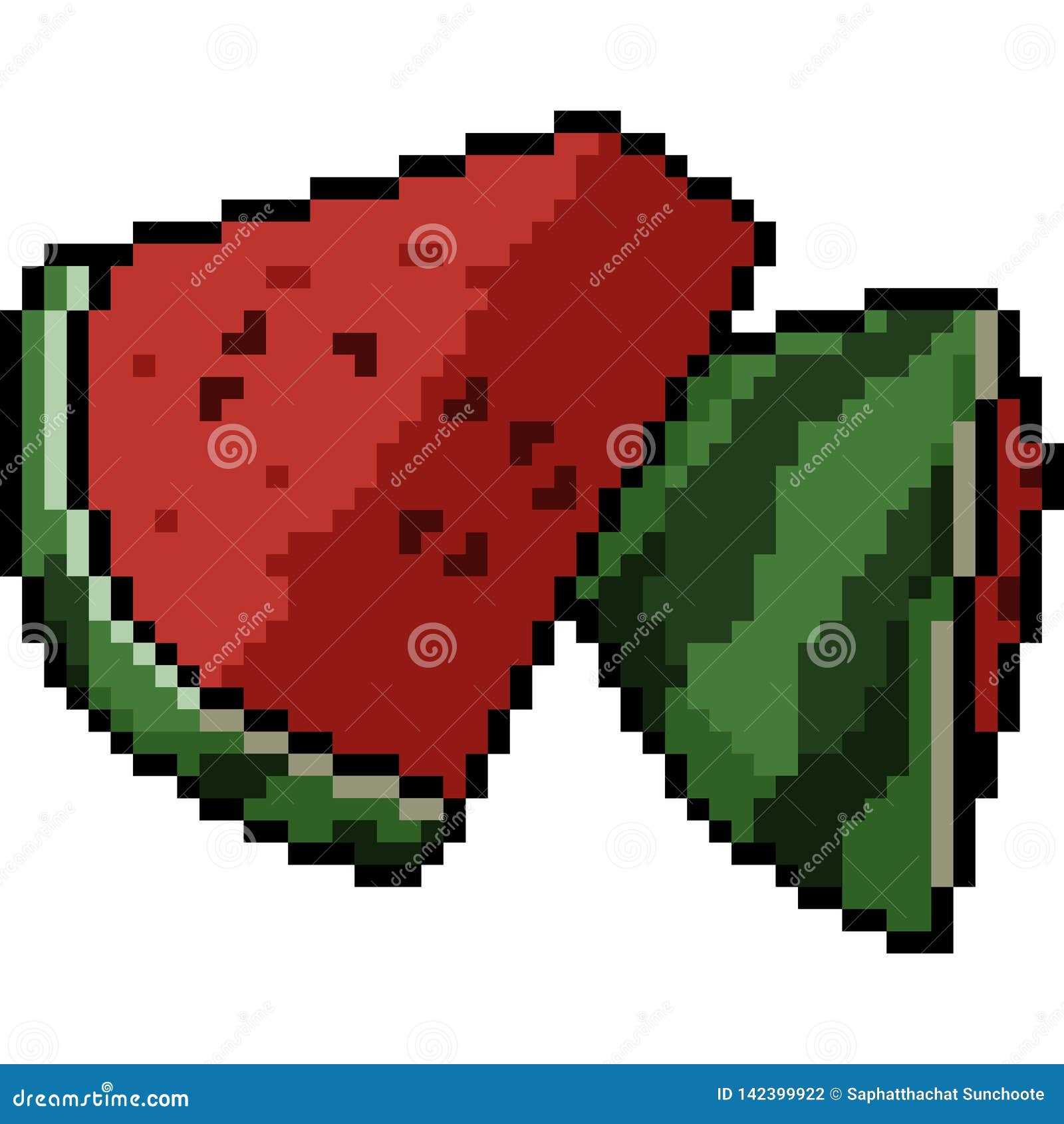 Pixel art watermelon icon 32x32 pixels Royalty Free Vector