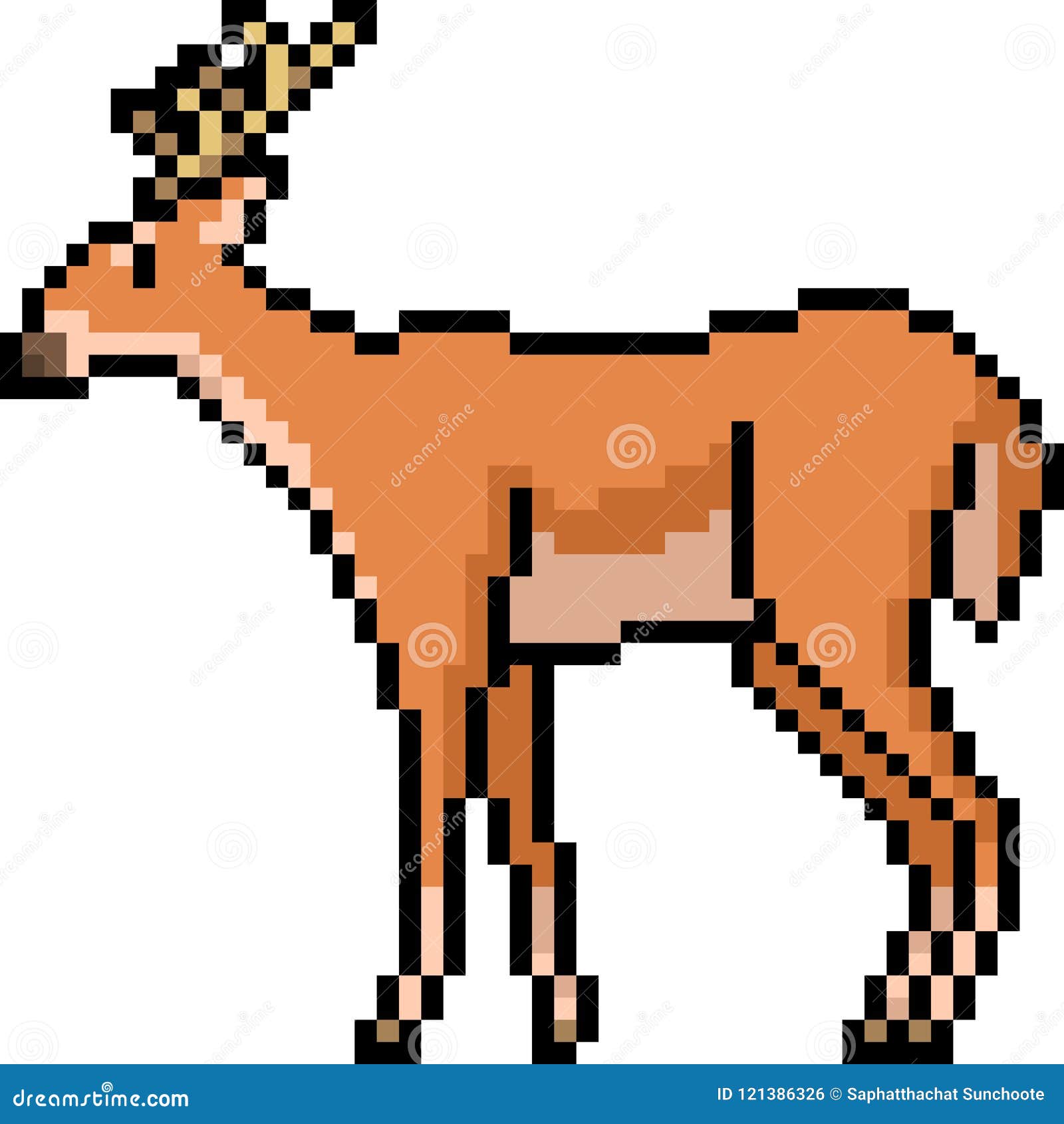 Vector pixel art wild deer stock vector. Illustration of side 121386326