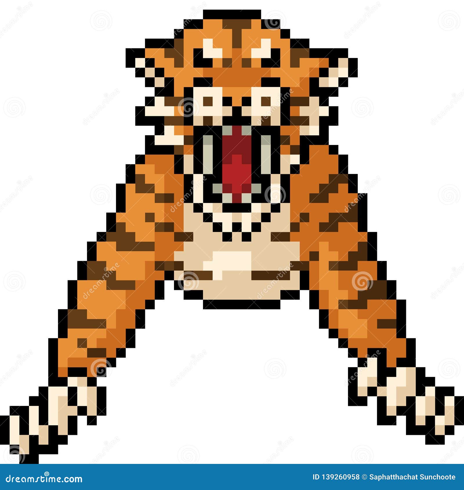 Vector Pixel Art Wild Tiger Stock Vector Illustration Of Animal