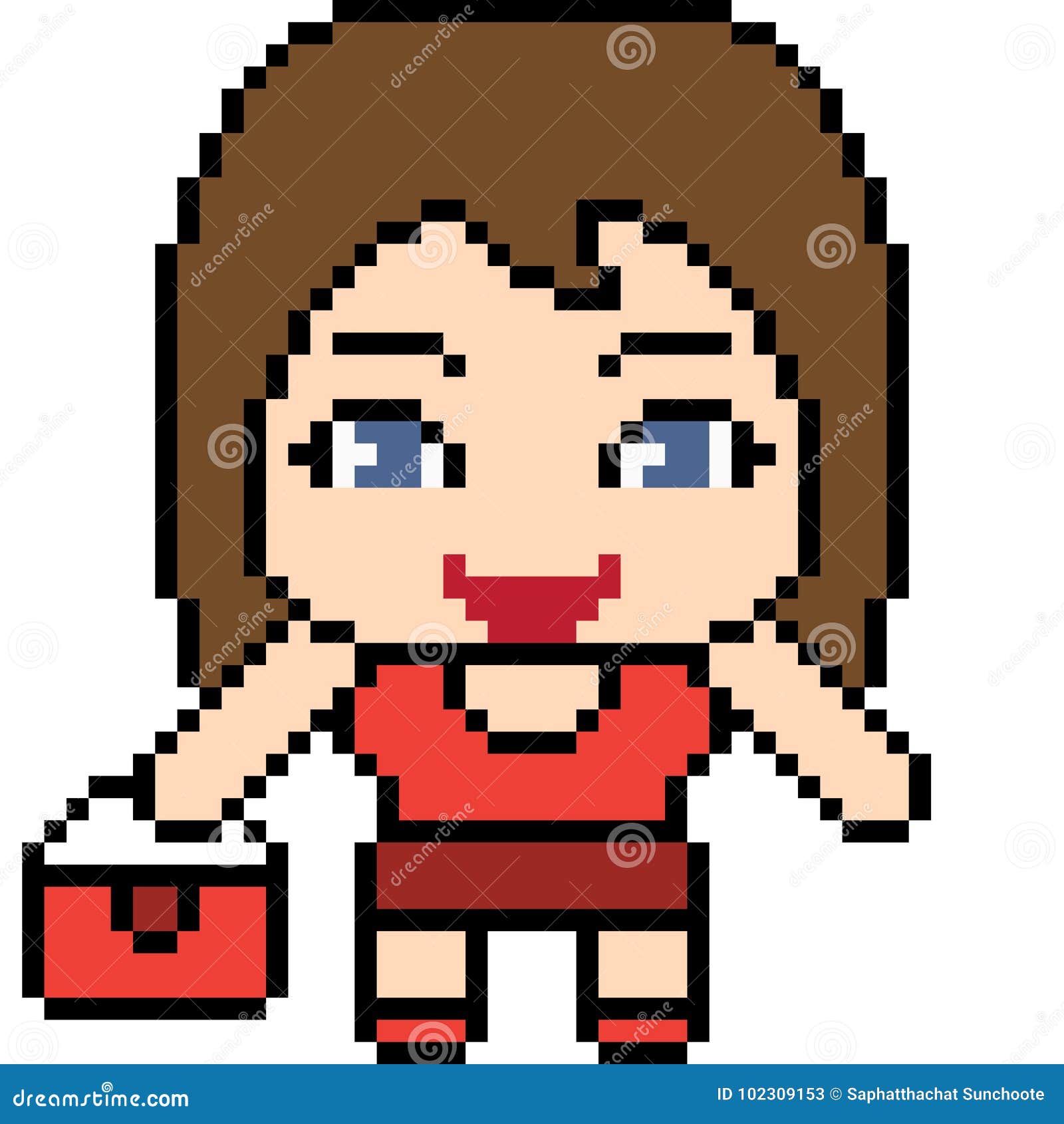Vector pixel art woman stock vector. Illustration of front - 102309153