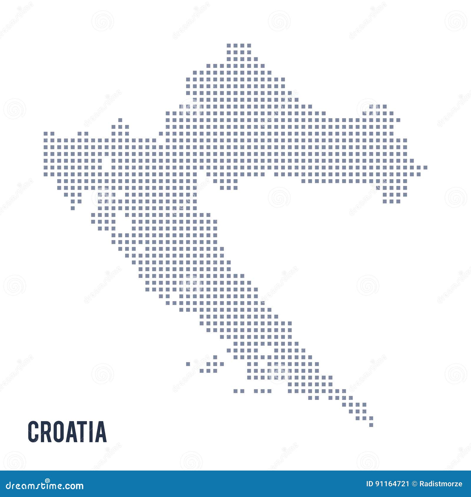 Vector Pixel Map Of Croatia Isolated On White Background