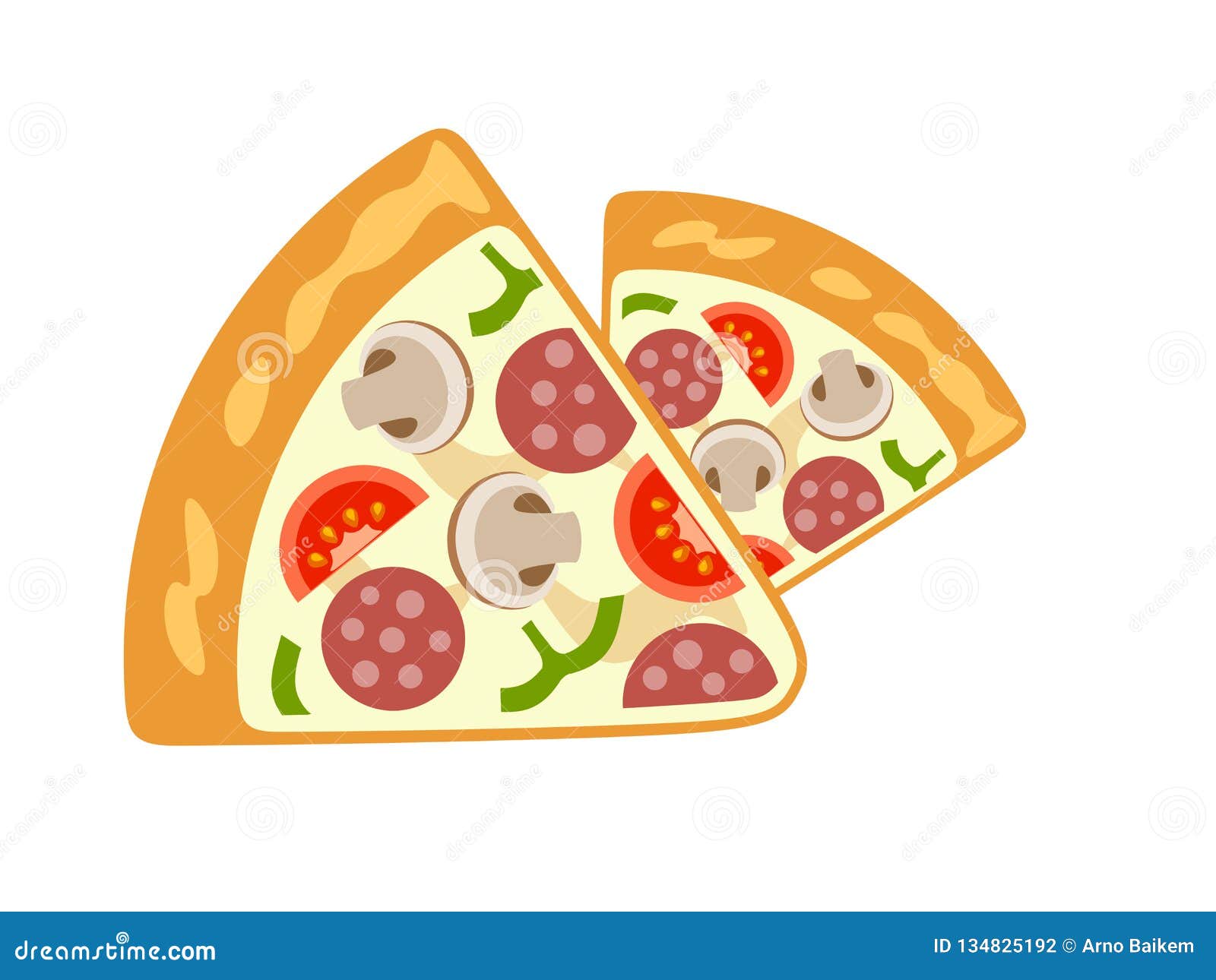 Vector Pizza Mushrooms on White Background Stock Illustration