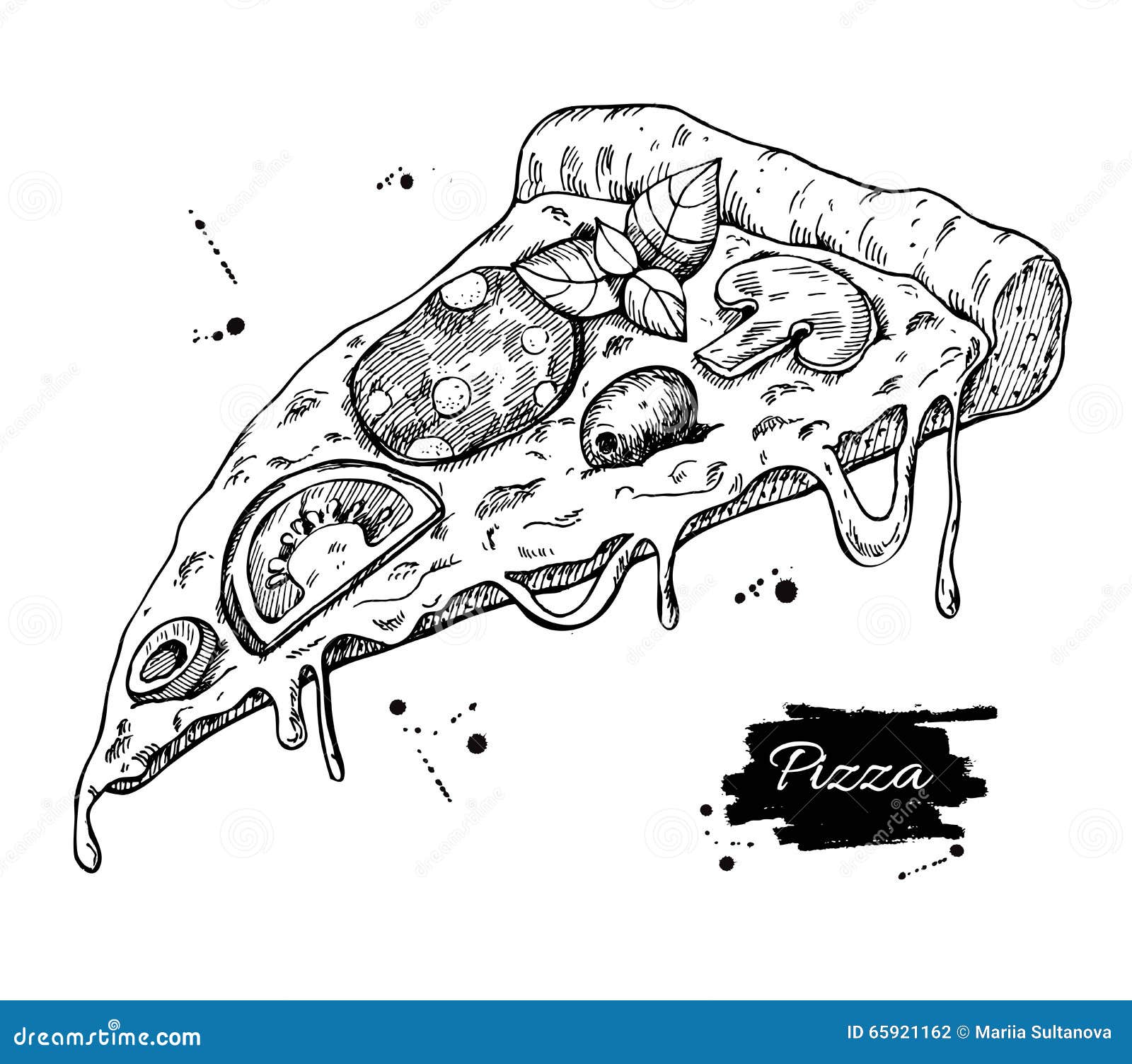 Premium Vector | Slice of pizza sketch hand drawn vintage doodle  illustration