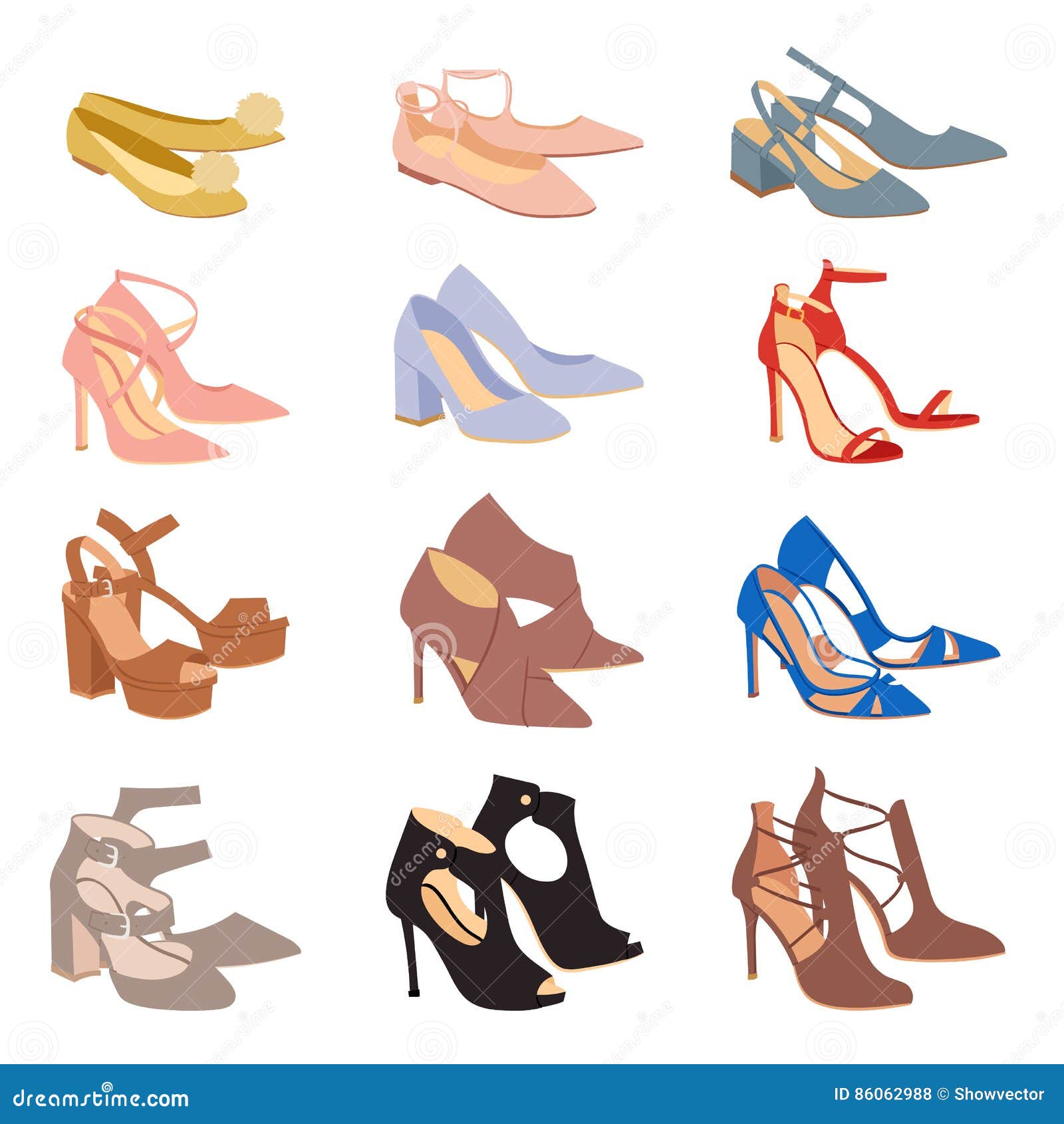 Vector Plano Del Diseño Del Calzado De La Moda De Los Zapatos Para Mujer del Vector Ilustración de ropas, compras: 86062988