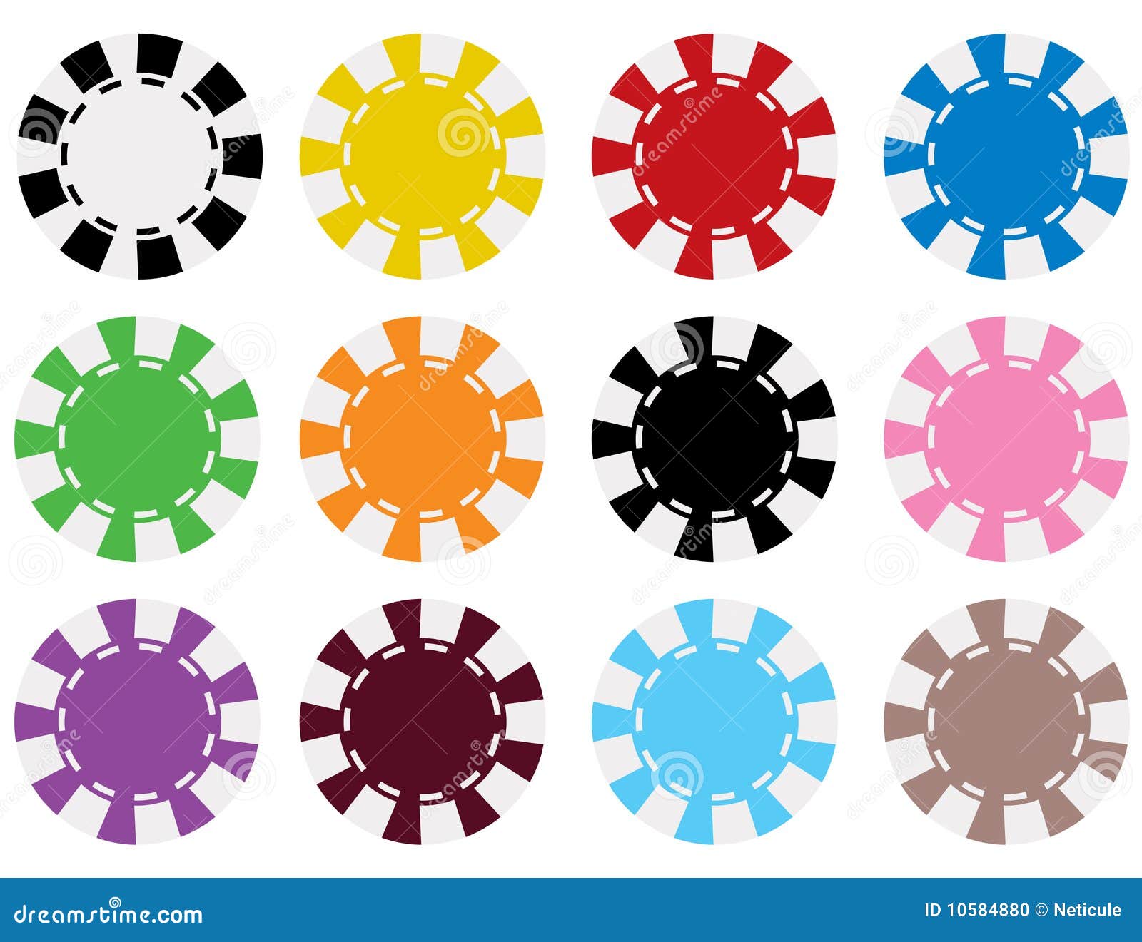  poker chips in 12 colors