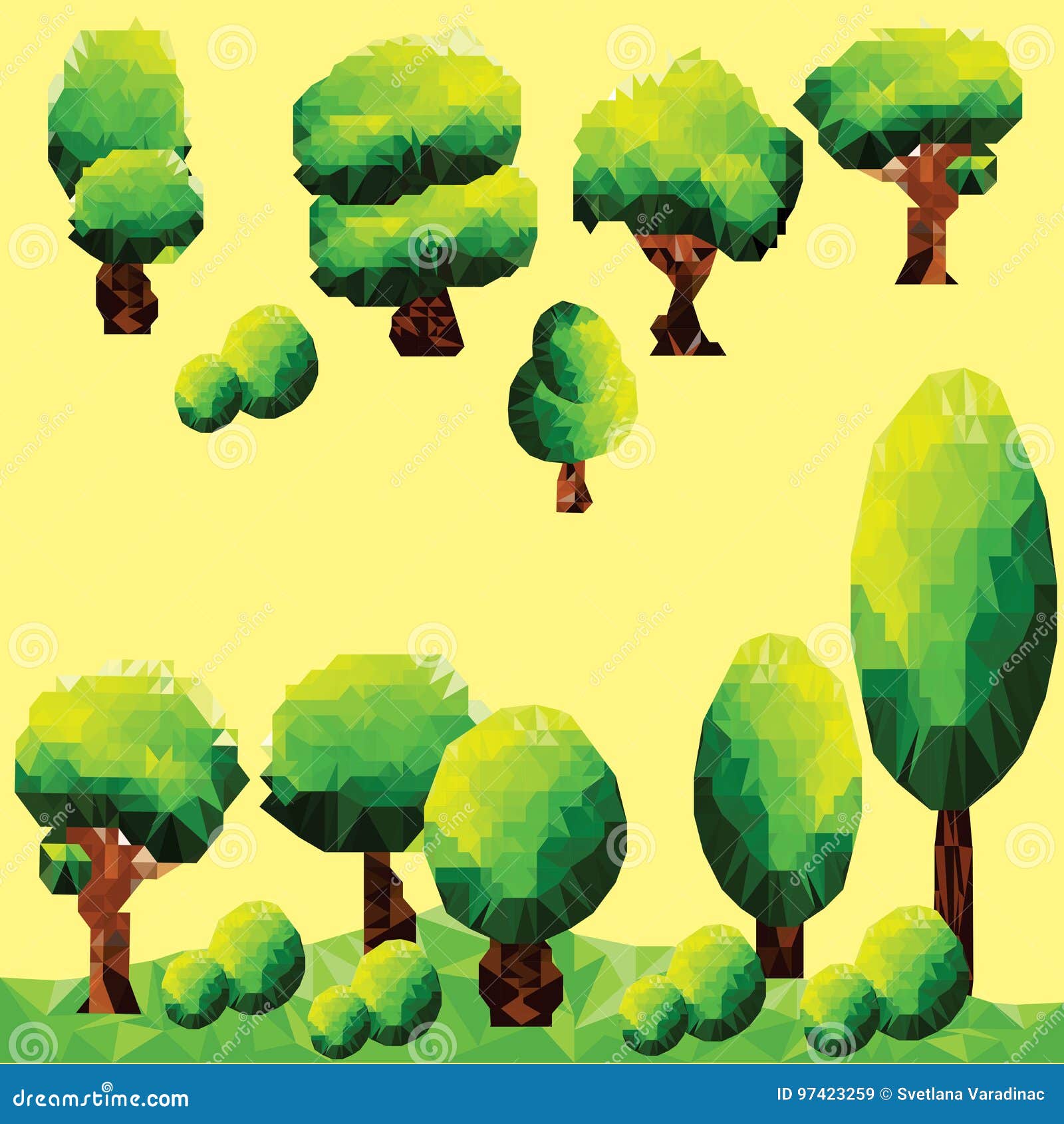 Vector Polygon Trees Clip Art Stock Vector Illustration of geometric