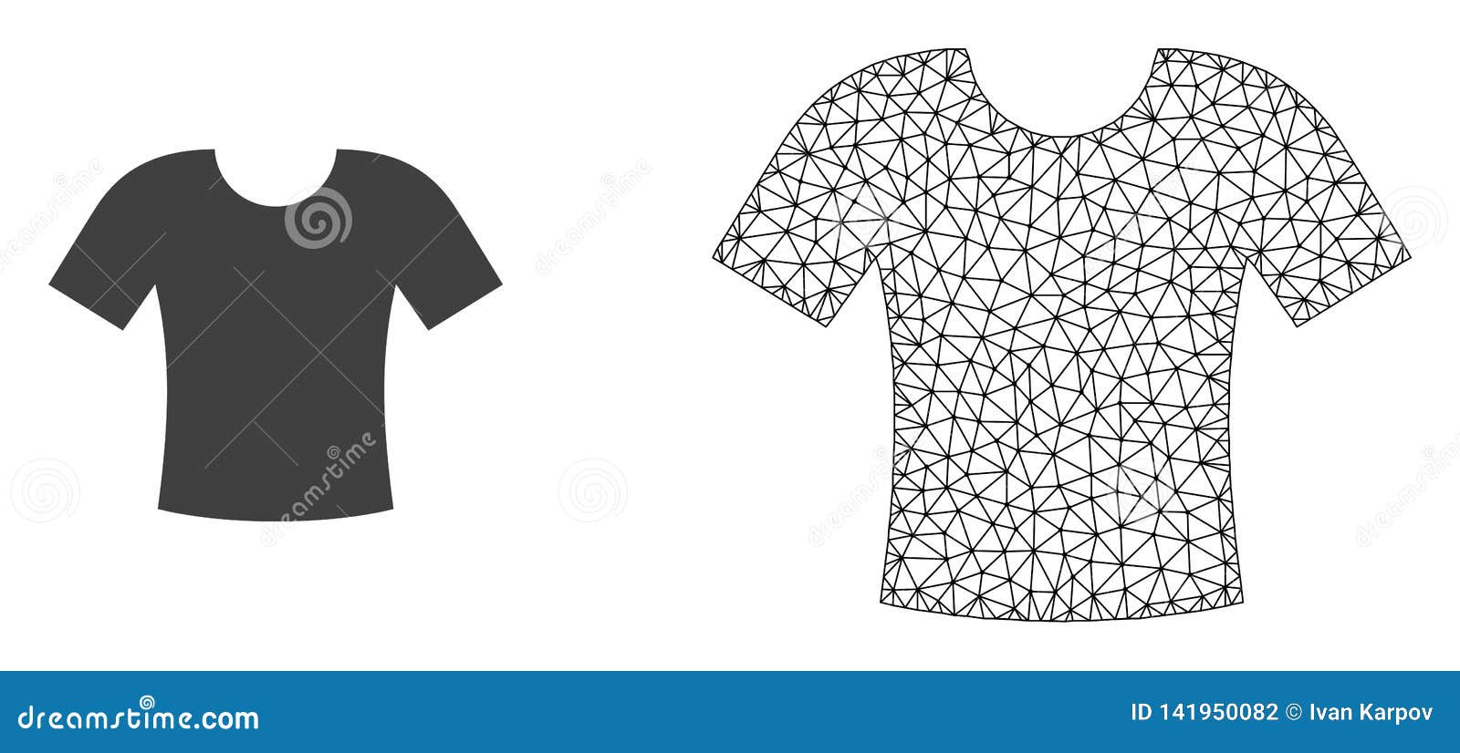 Vector Polygonal Mesh T-Shirt and Flat Icon Stock Vector - Illustration ...