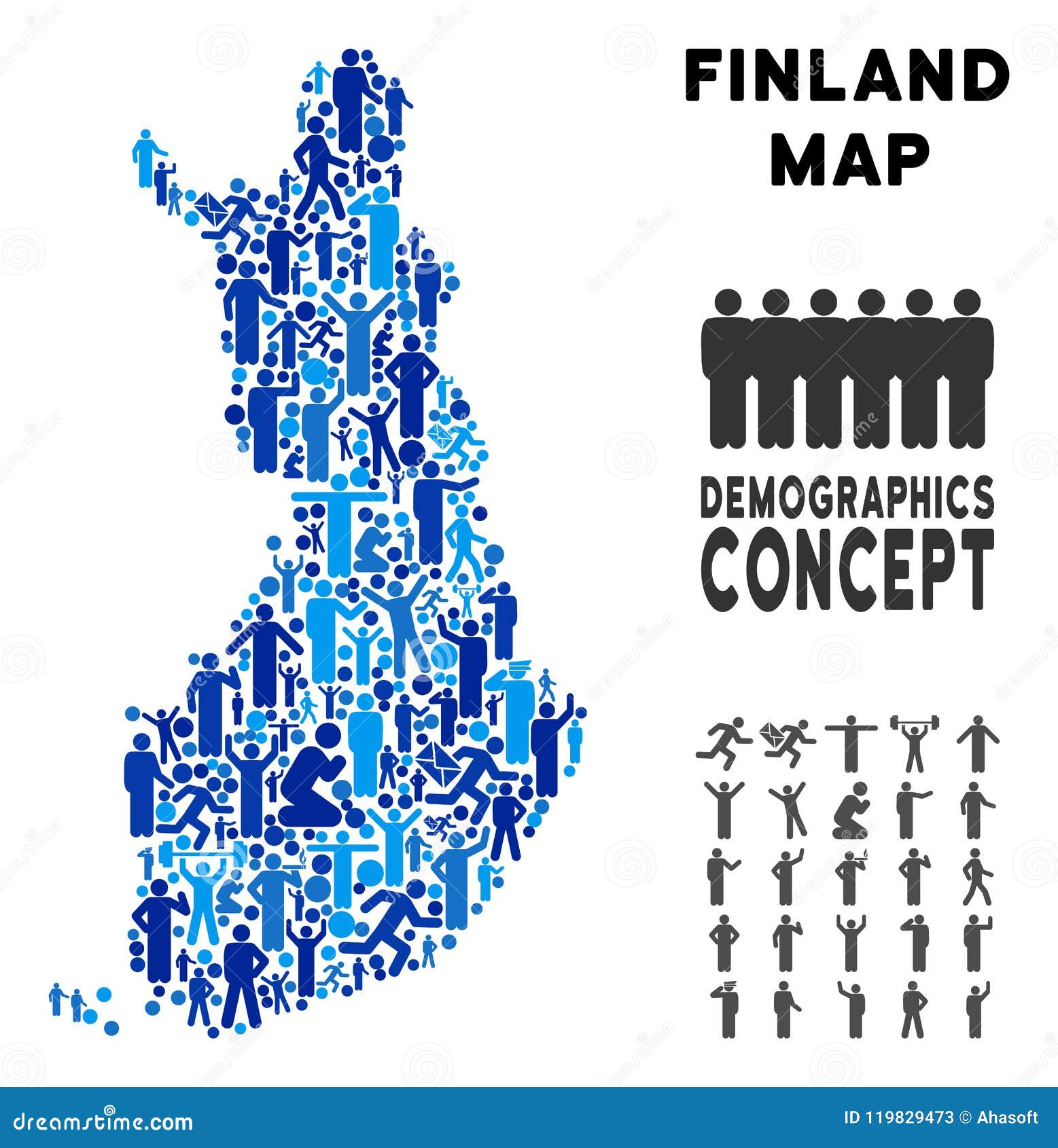 Demographics Finland Map stock vector. Illustration of geography