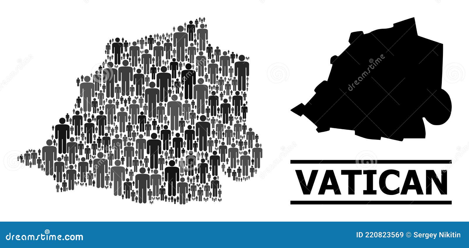 Vector Population Mosaic Map of Vatican and Solid Map Stock Vector