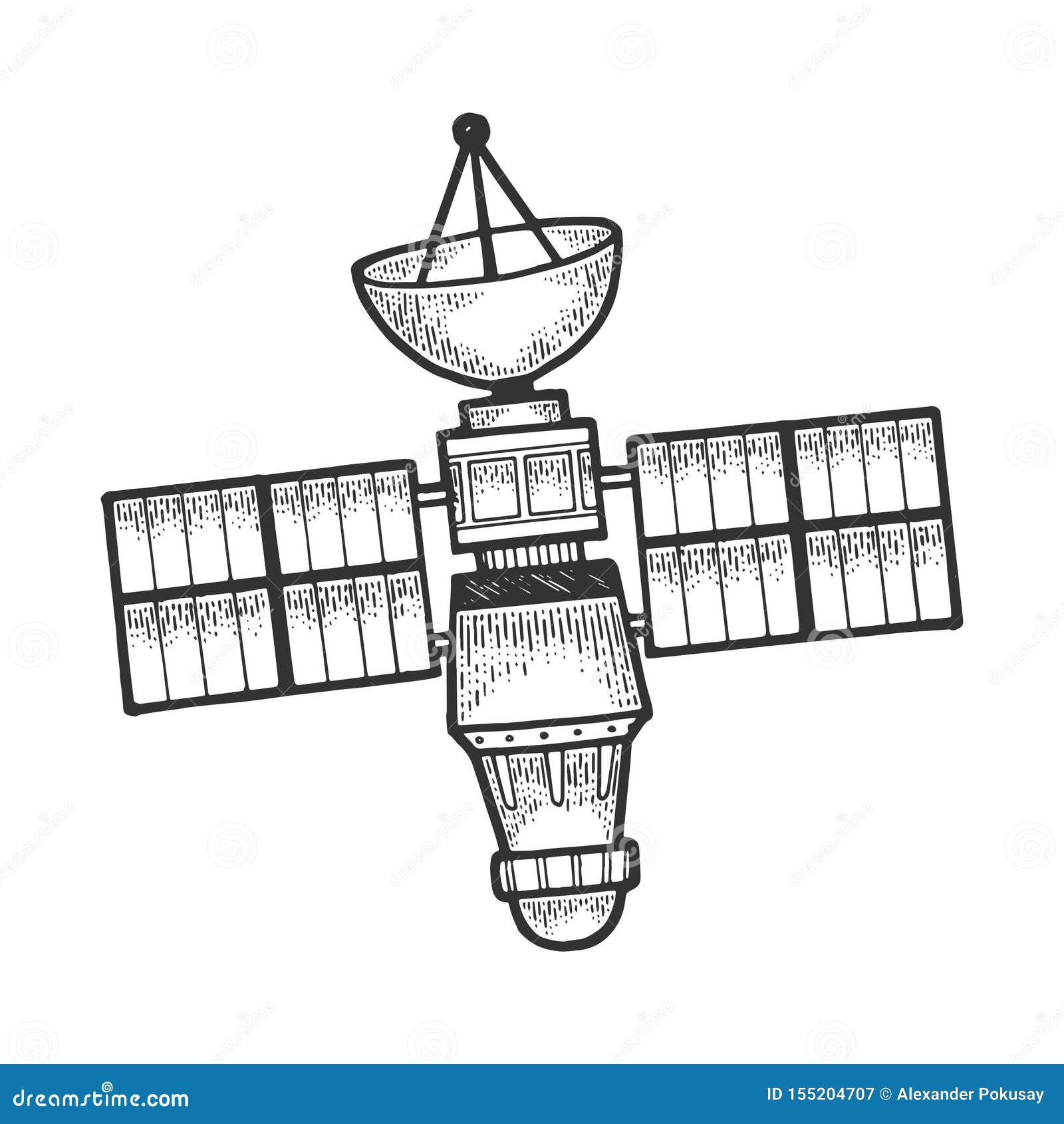 Vector Por Satélite Artificial Del Grabado Del Bosquejo Ilustración del  Vector - Ilustración de espacio, artificial: 155204707